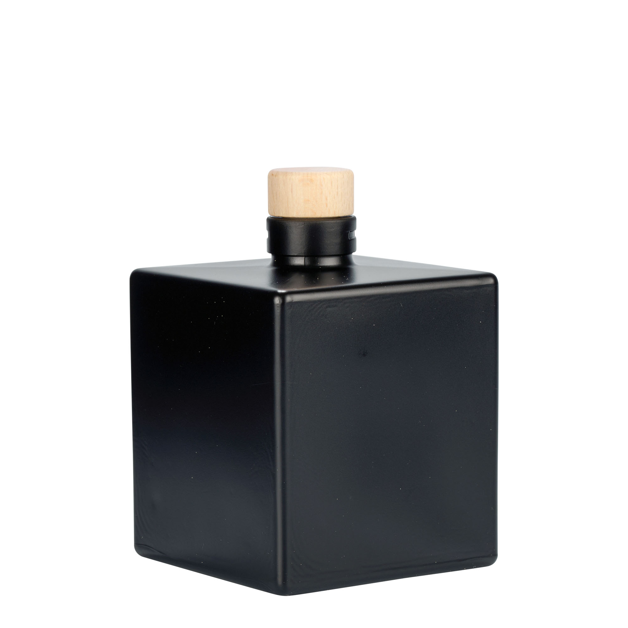 500 ml sklenená fľaša 'Cube', štvorcová, čierna, hrdlo: korkové 500 ml sklenená fľaša 'Cube', štvorcová, čierna, hrdlo: korkové