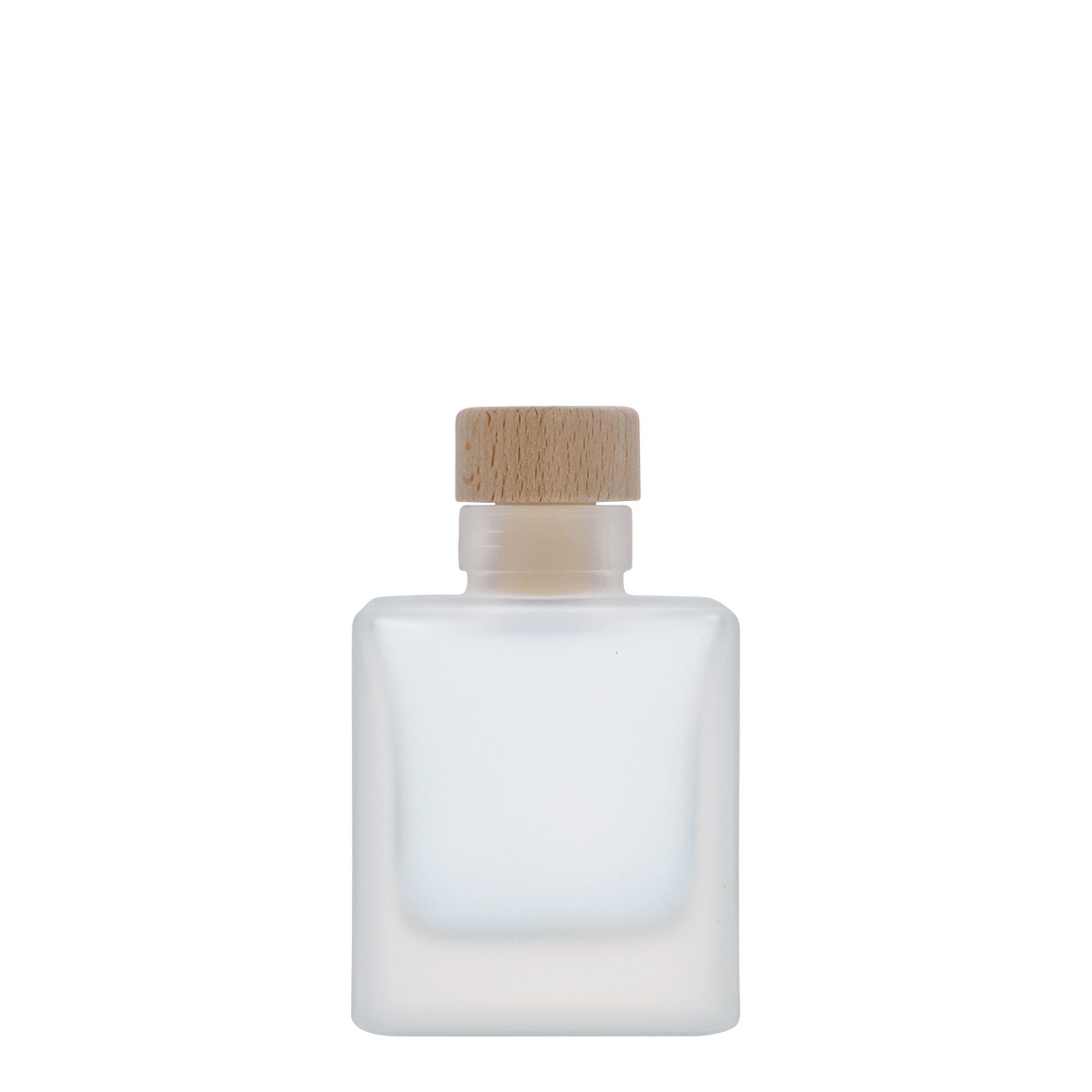 100 ml sklenená fľaša 'Cube', štvorcová, mrazená, hrdlo: korok