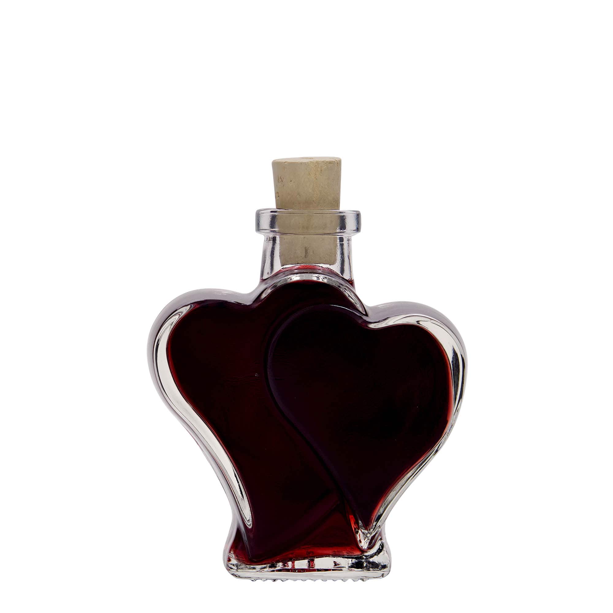 200 ml sklená fľaša „Dvojité srdce“, hrdlo: korok