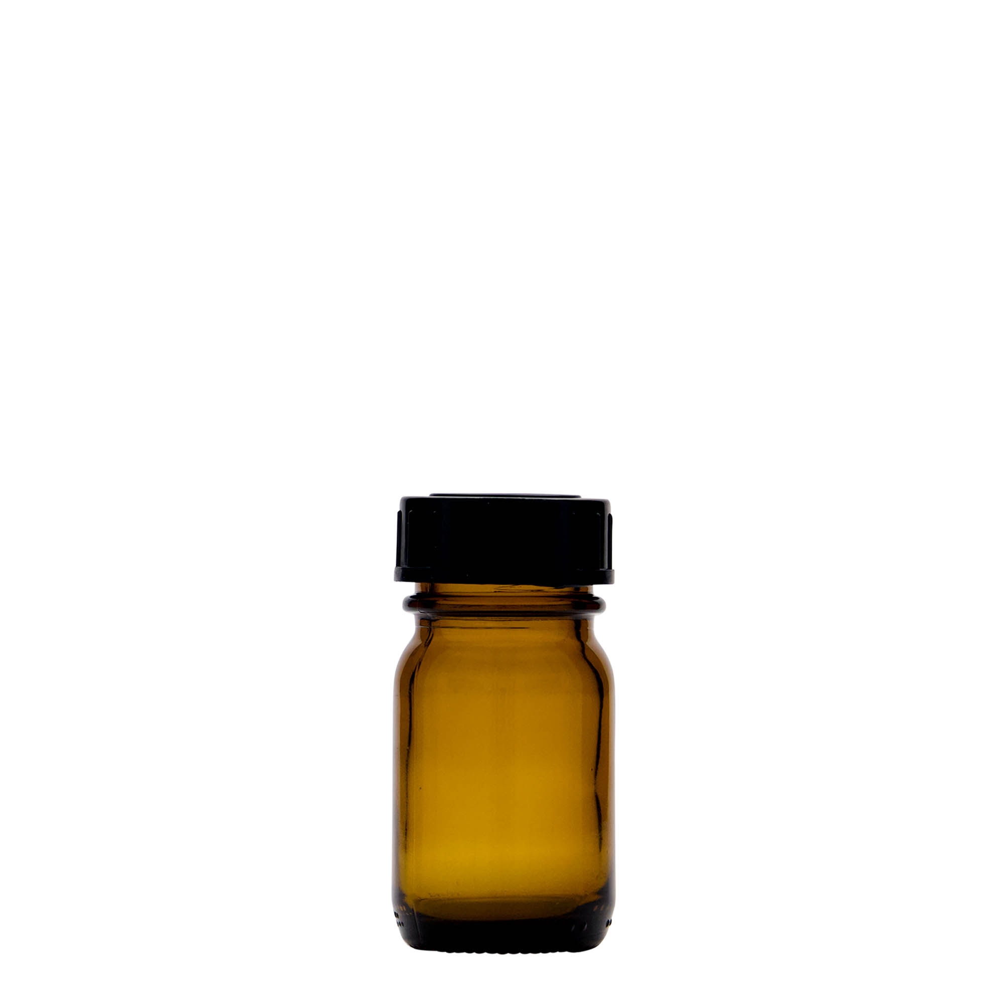 30 ml fľaša s širokým hrdlom, hnedá, otvor: DIN 32