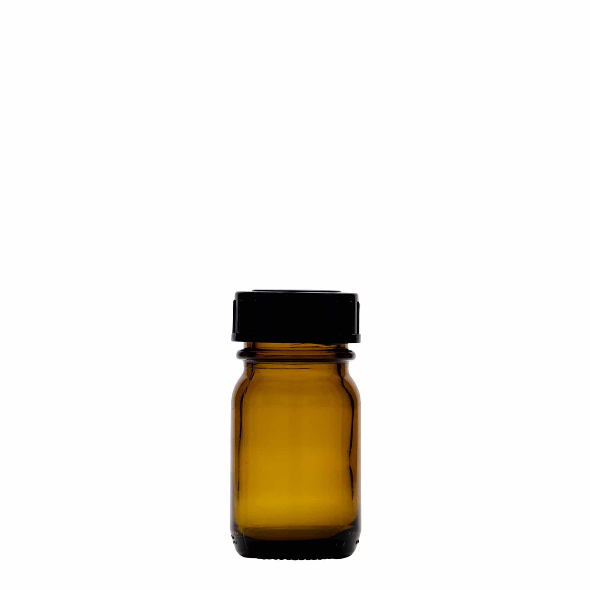 30 ml fľaša s širokým hrdlom, hnedá, otvor: DIN 32