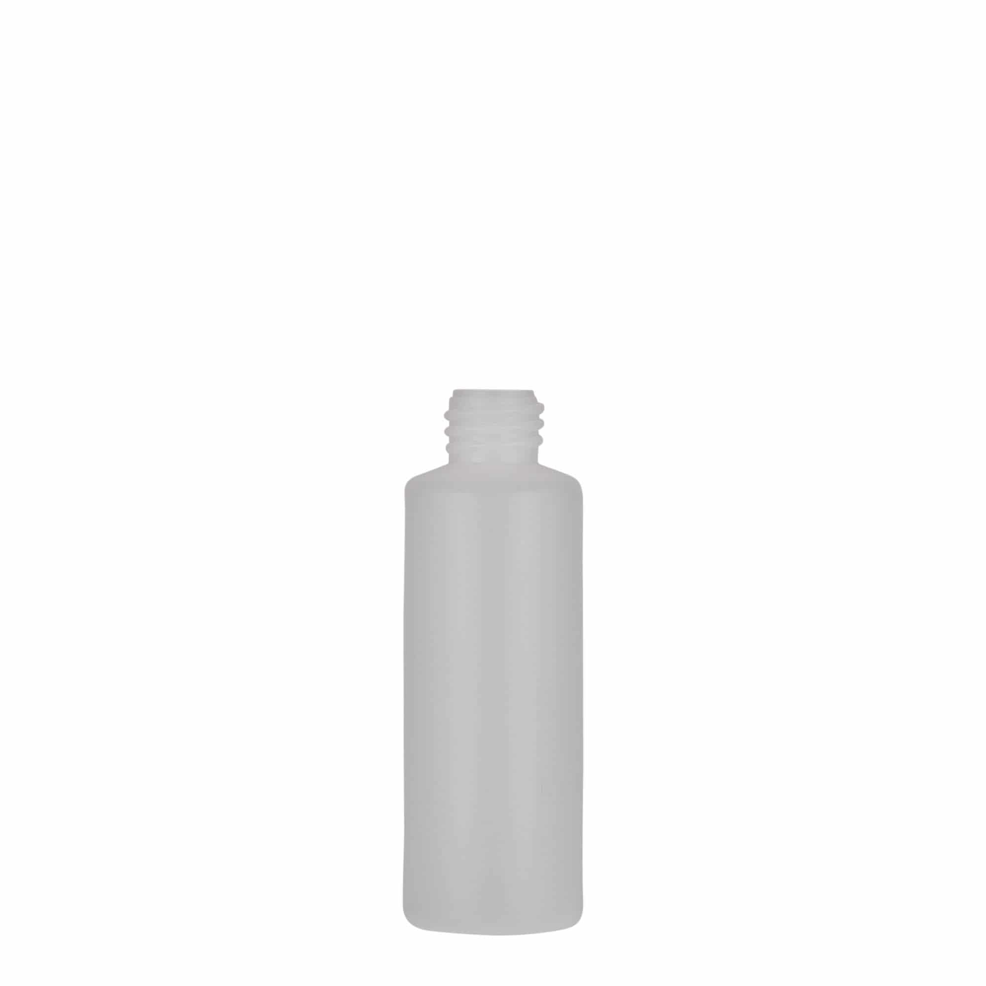 50 ml okrúhla fľaša, PE plast, prírodná farba, hrdlo: skrutkovací uzáver 50 ml okrúhla fľaša, PE plast, prírodná farba, hrdlo: skrutkovací uzáver