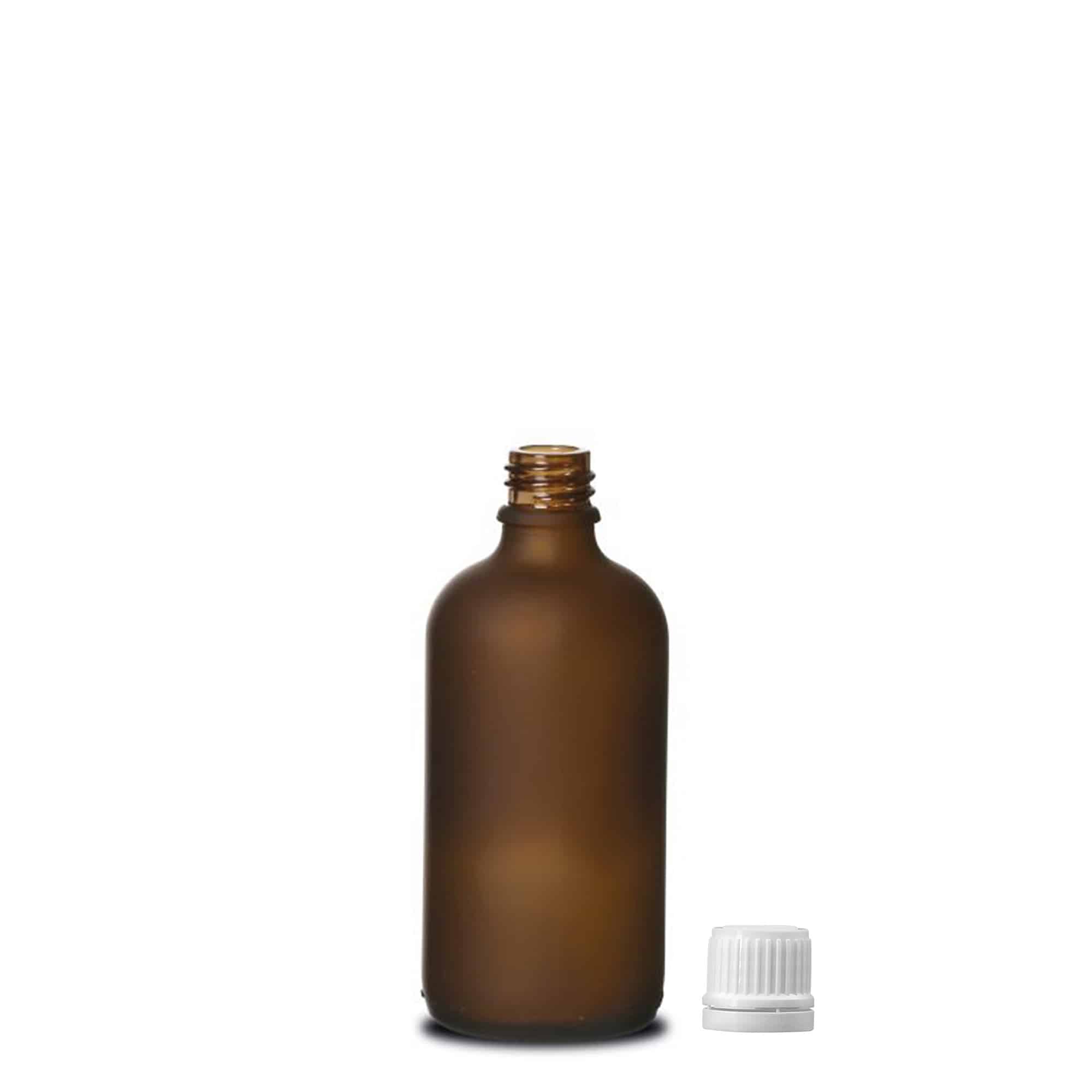 100 ml lekárska fľaša, sklo, hnedé matné, hrdlo: DIN 18 100 ml lekárska fľaša, sklo, hnedé matné, hrdlo: DIN 18