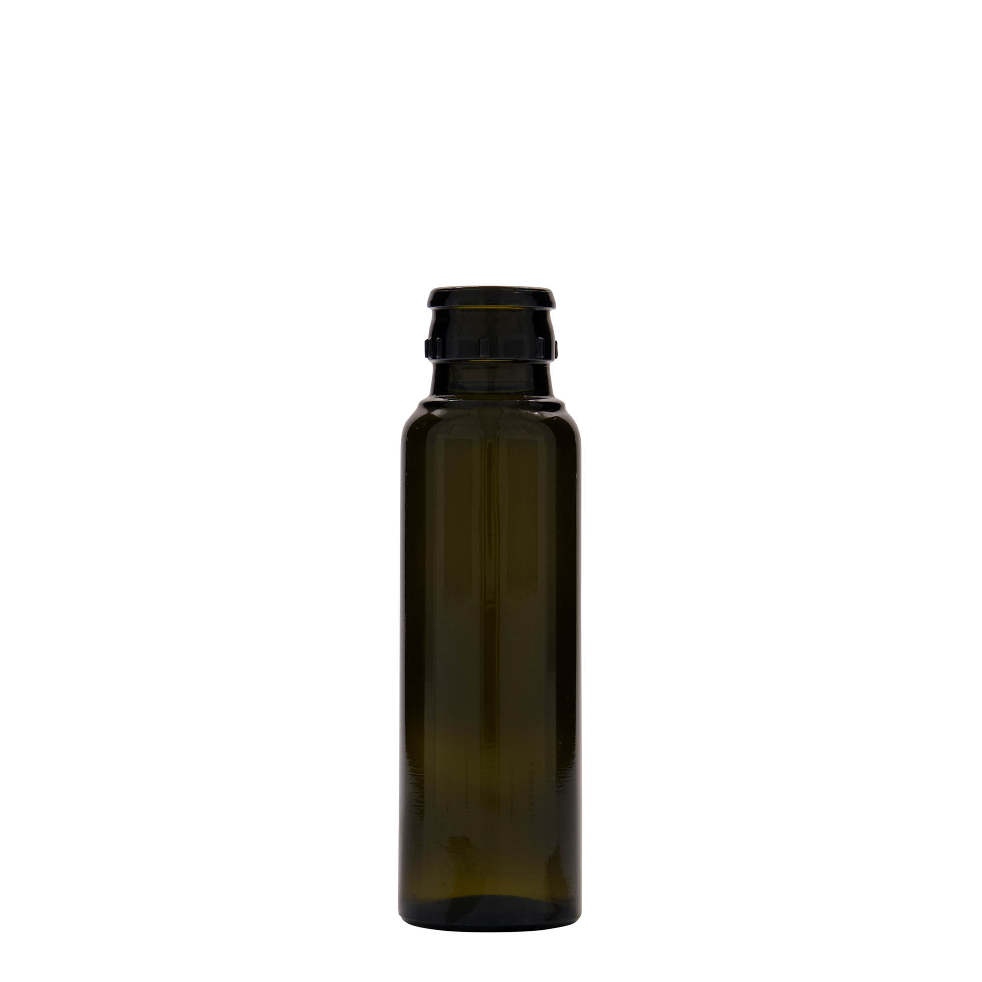 100 ml fľaša na ocot/olej „Willy New“, sklená, antická zelená farba, hrdlo: DOP
