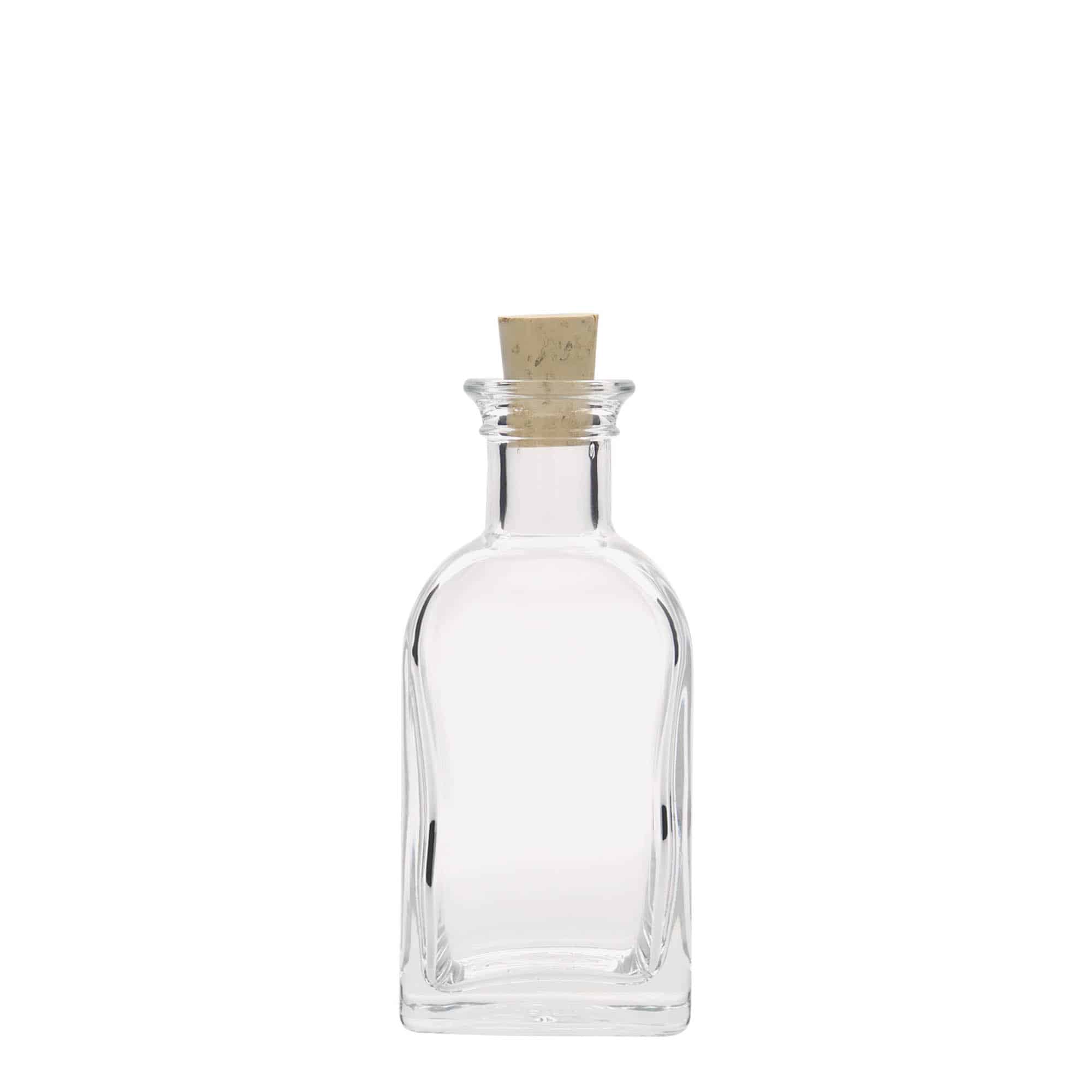 100 ml sklená fľaša lekárnik Carré, štvorcová, hrdlo: korok