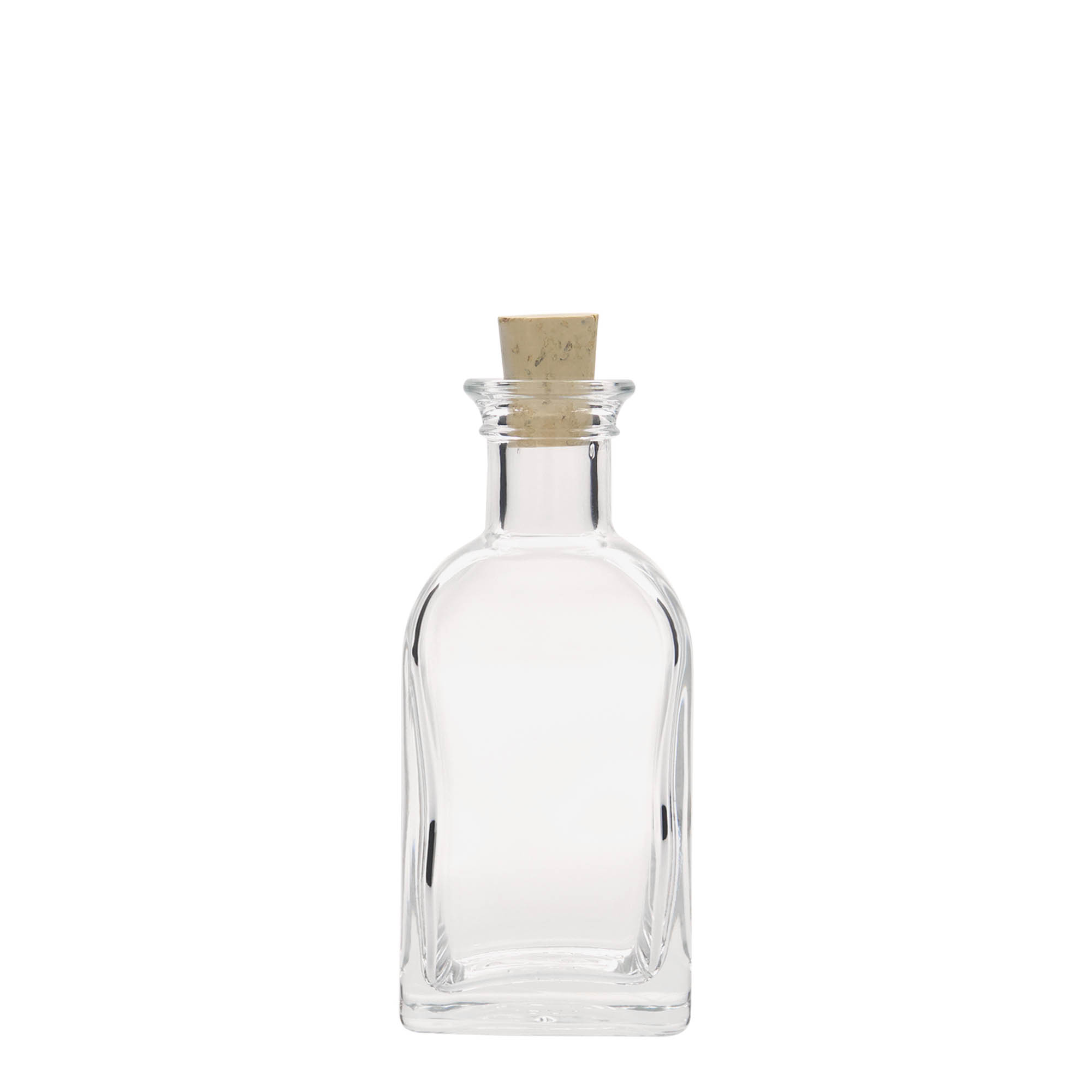 100 ml sklenená fľaša Apotheker Carré, štvorcová, hrdlo: korok