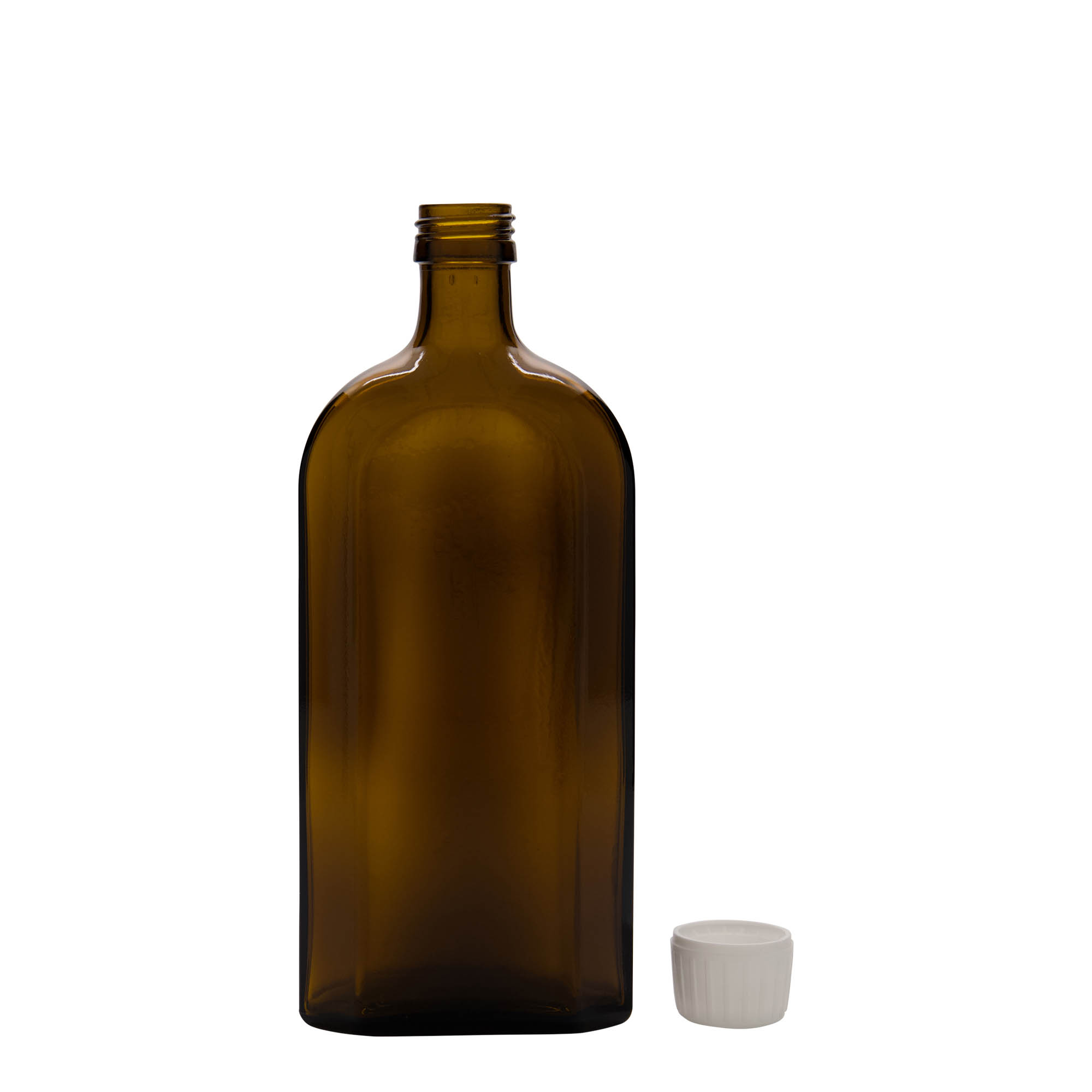 500 ml lekárska fľaša Meplat, oválna, sklo, hnedá, hrdlo: PP 28