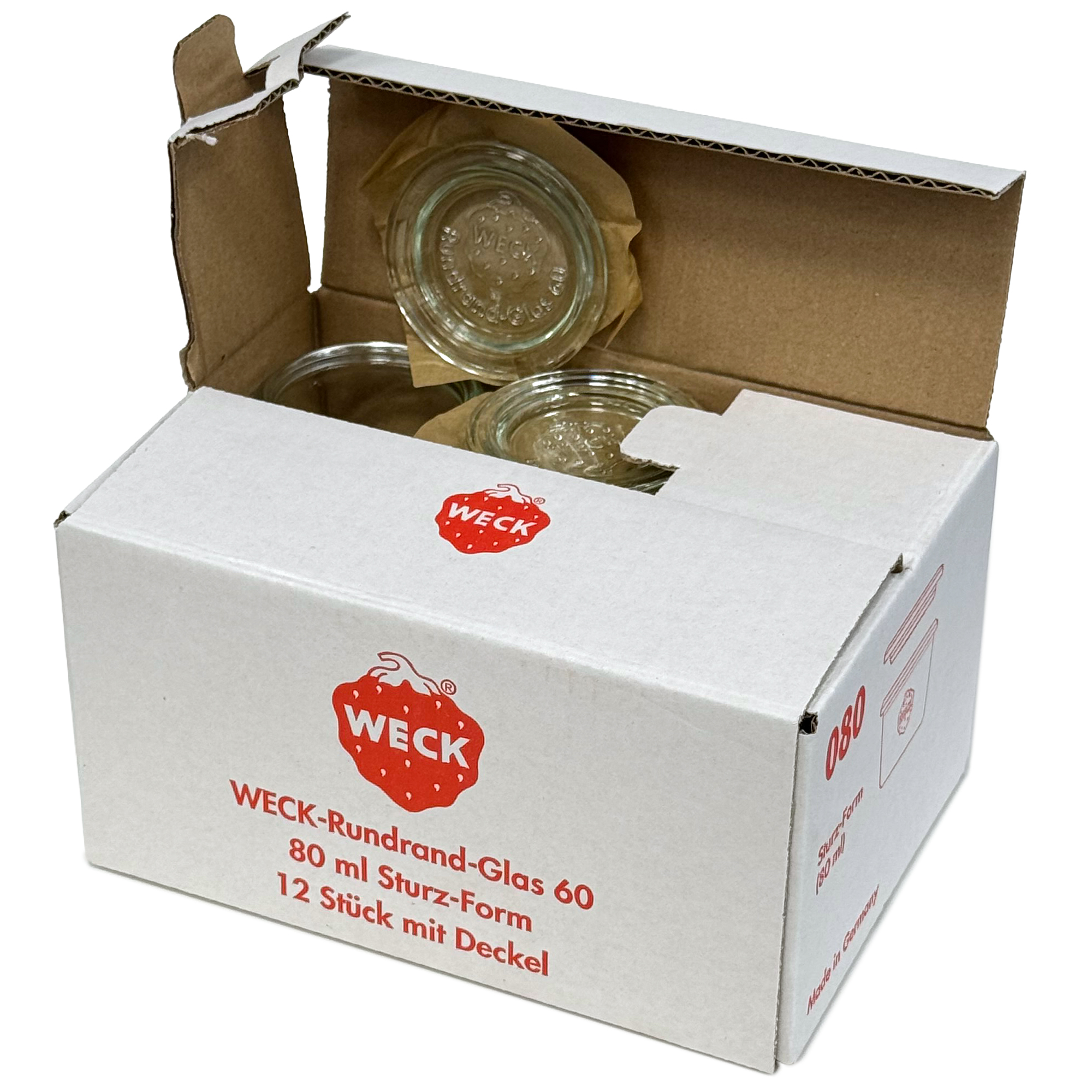 12x 80 ml WECK-pohár typu Sturz so skleneným viečkom RR 60