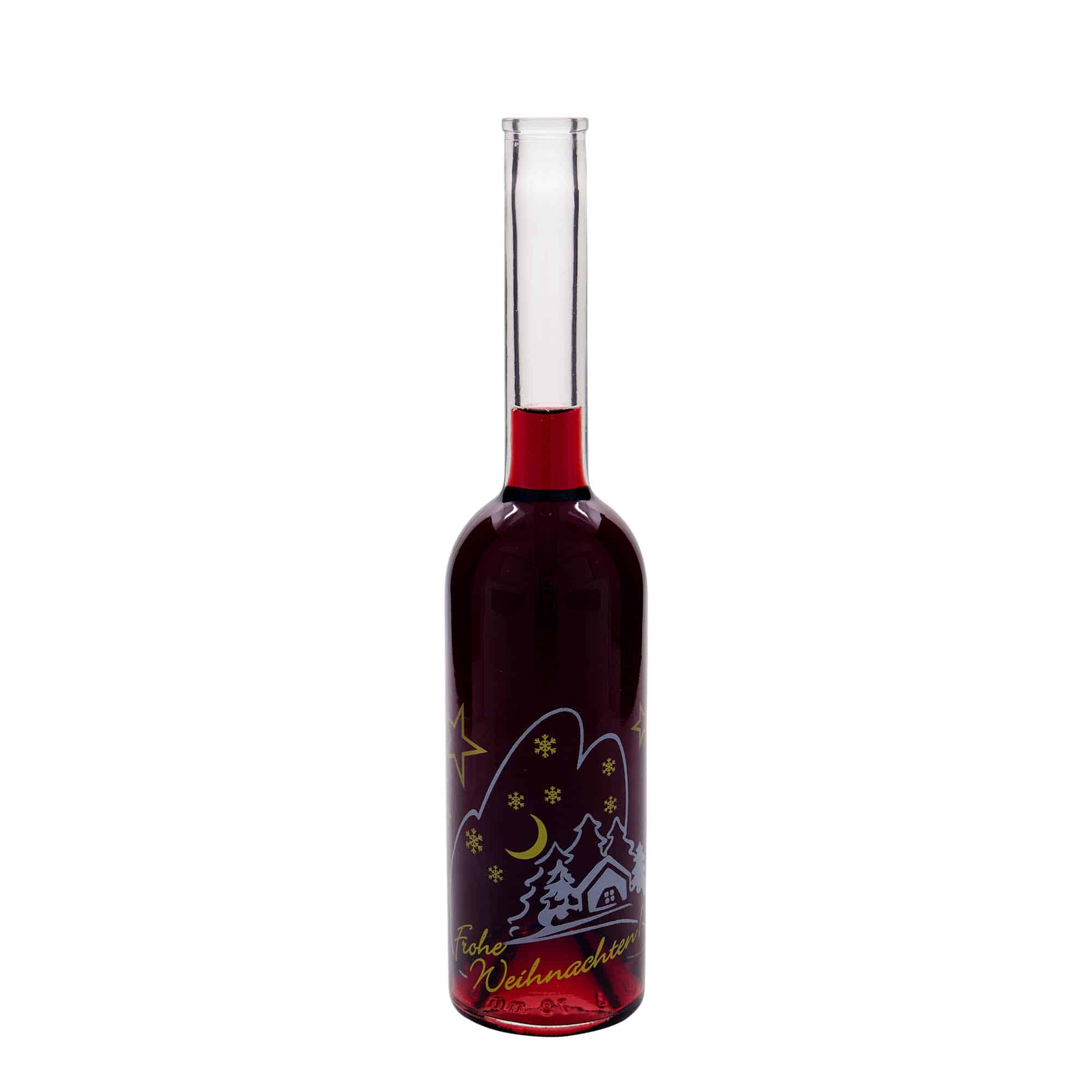 500 ml sklená fľaša „Opera“, motív: vianočná idyla, hrdlo: korok