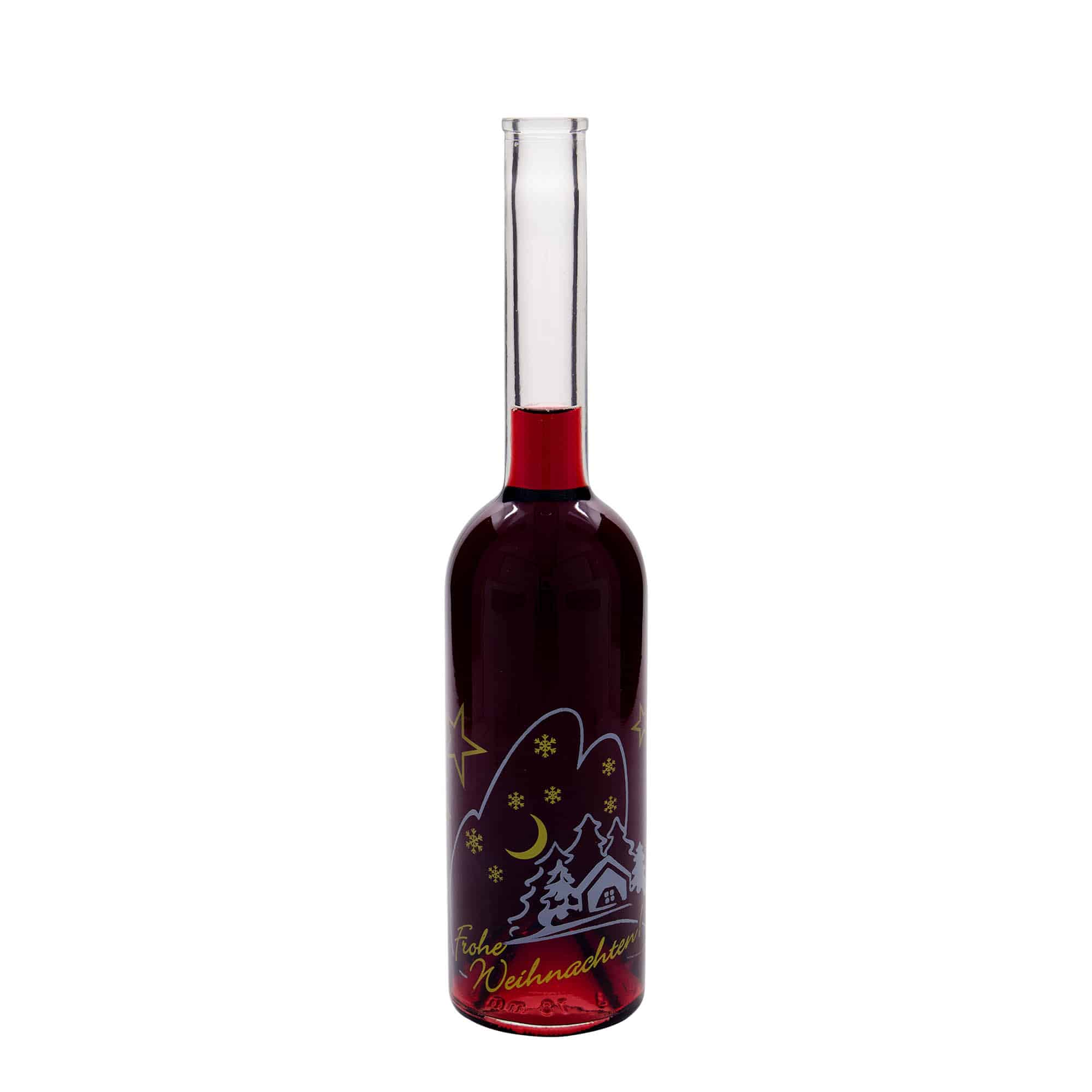 500 ml sklenená fľaša 'Opera', motív: Vianočná idyla, hrdlo: korok