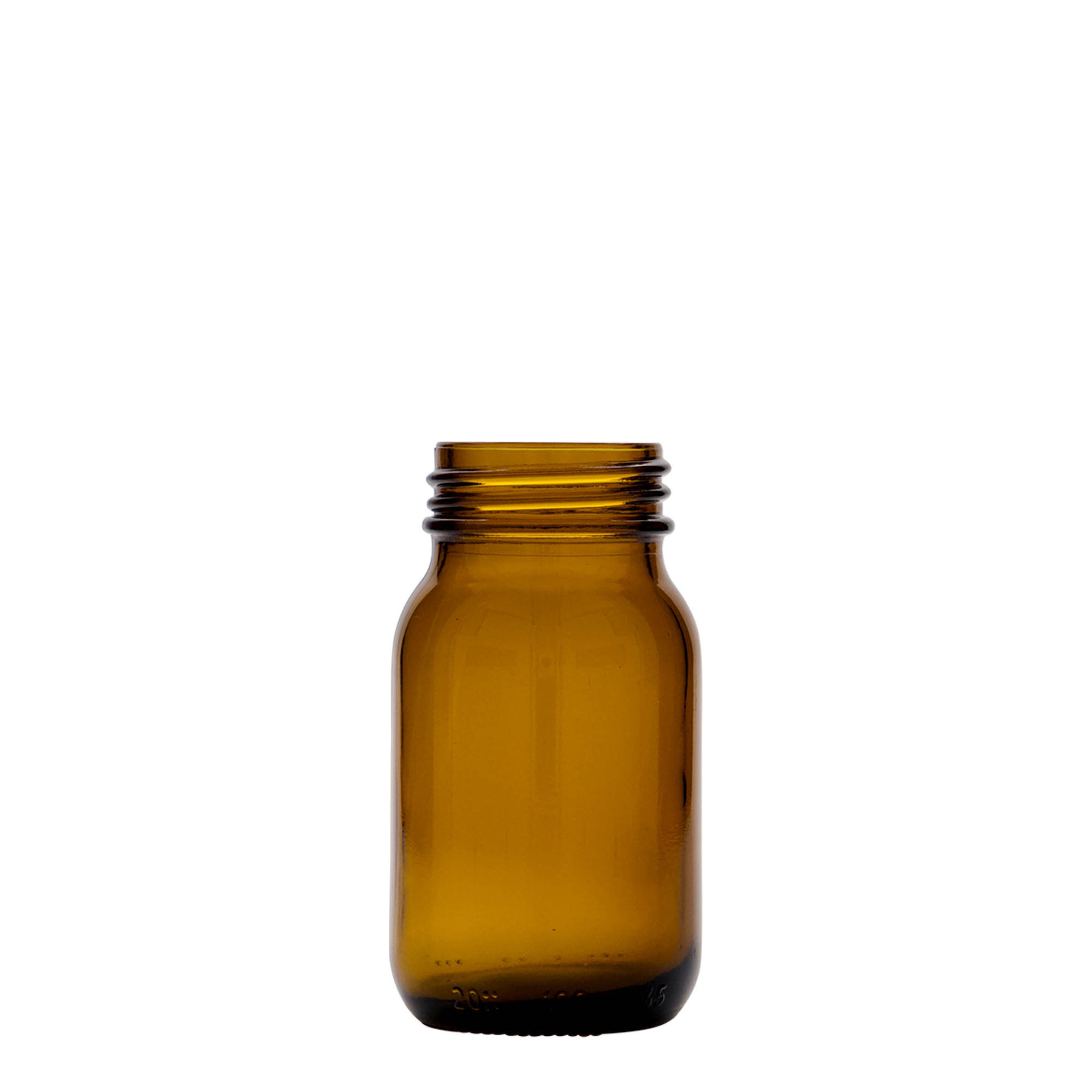 100 ml širokouhlové sklo, hnedé, hrdlo: DIN 40 100 ml širokouhlové sklo, hnedé, hrdlo: DIN 40