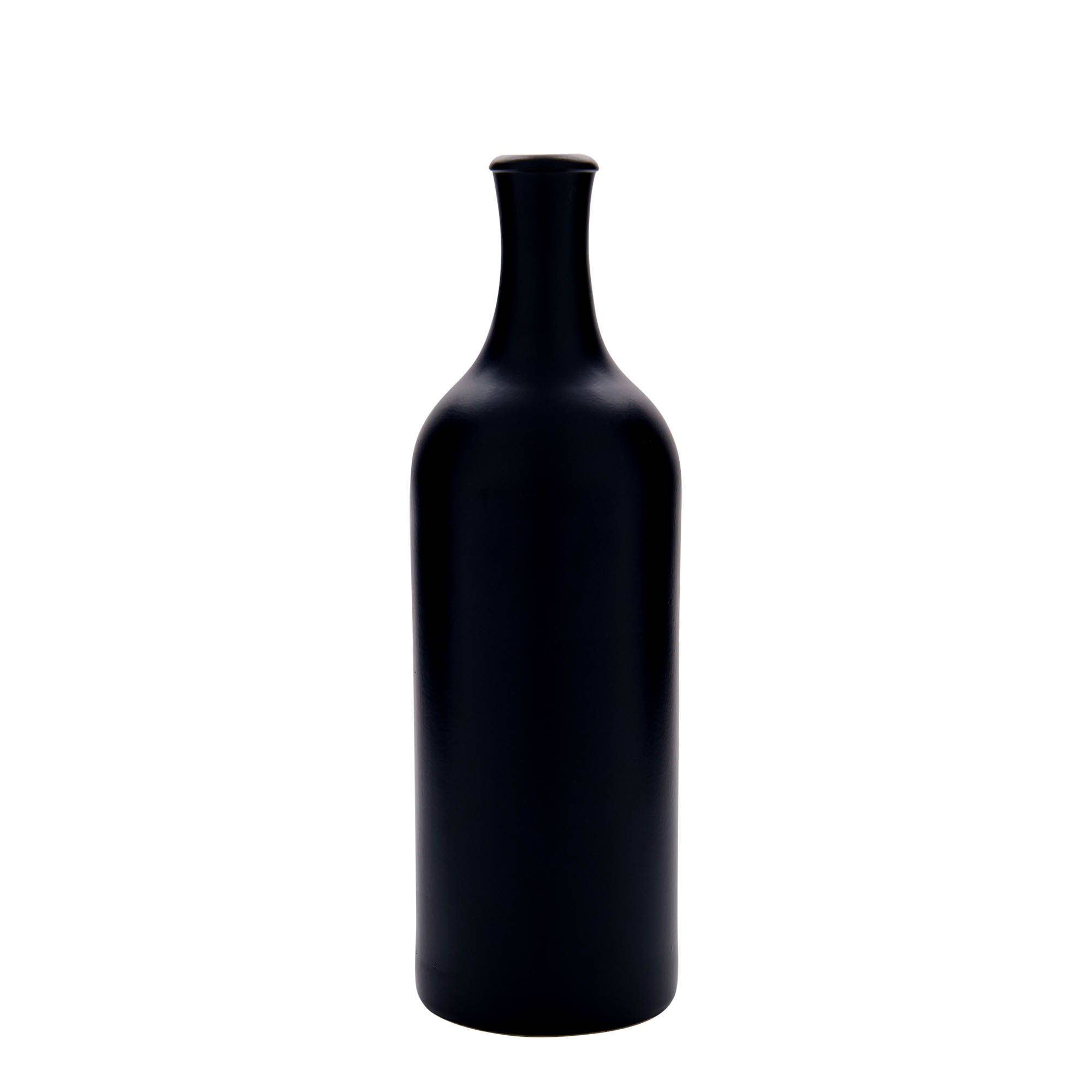750 ml hlinený džbán s dlhým hrdlom, kamenina, čierny, hrdlo: korok