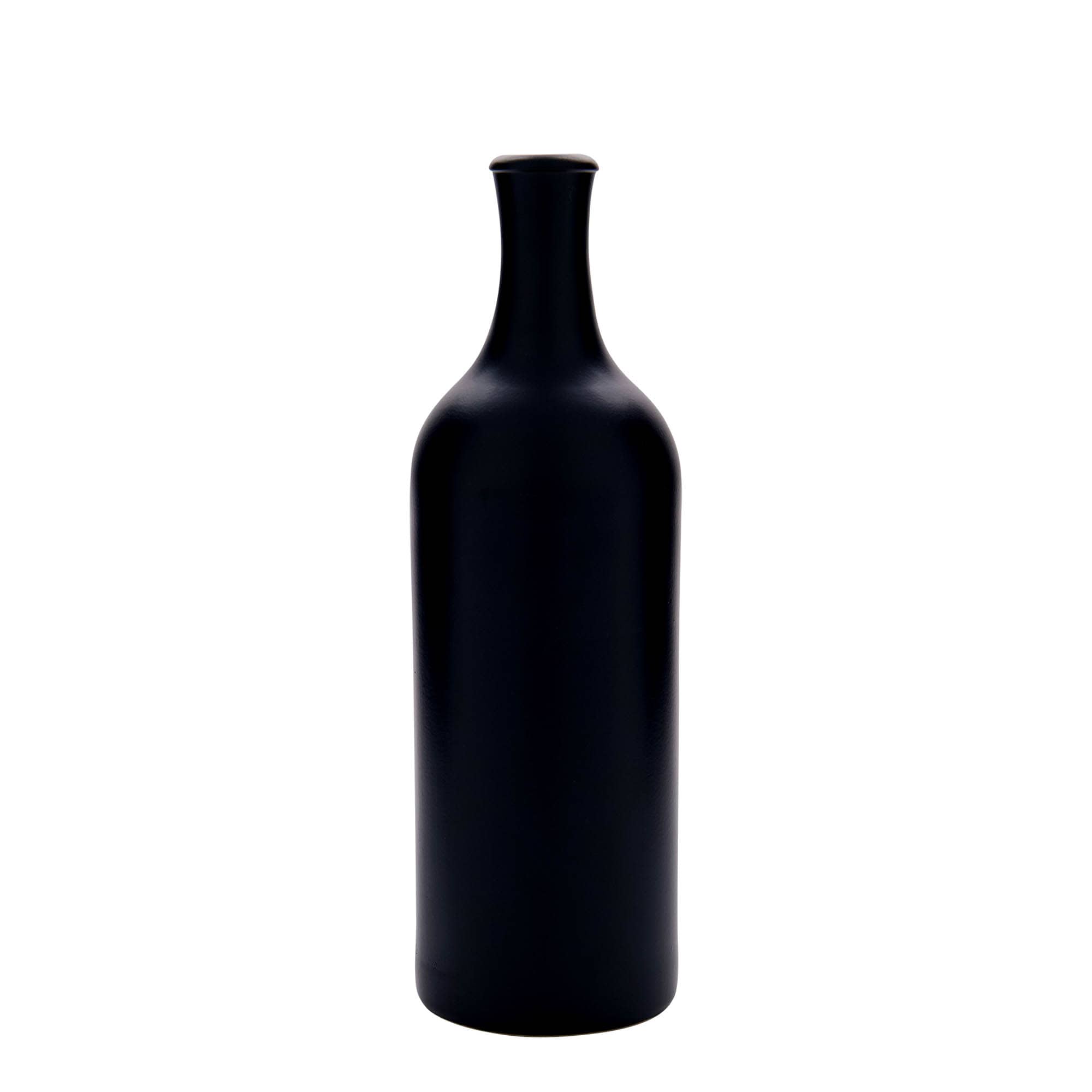 750 ml hlinený džbán s dlhým hrdlom, kamenina, čierny, hrdlo: korok