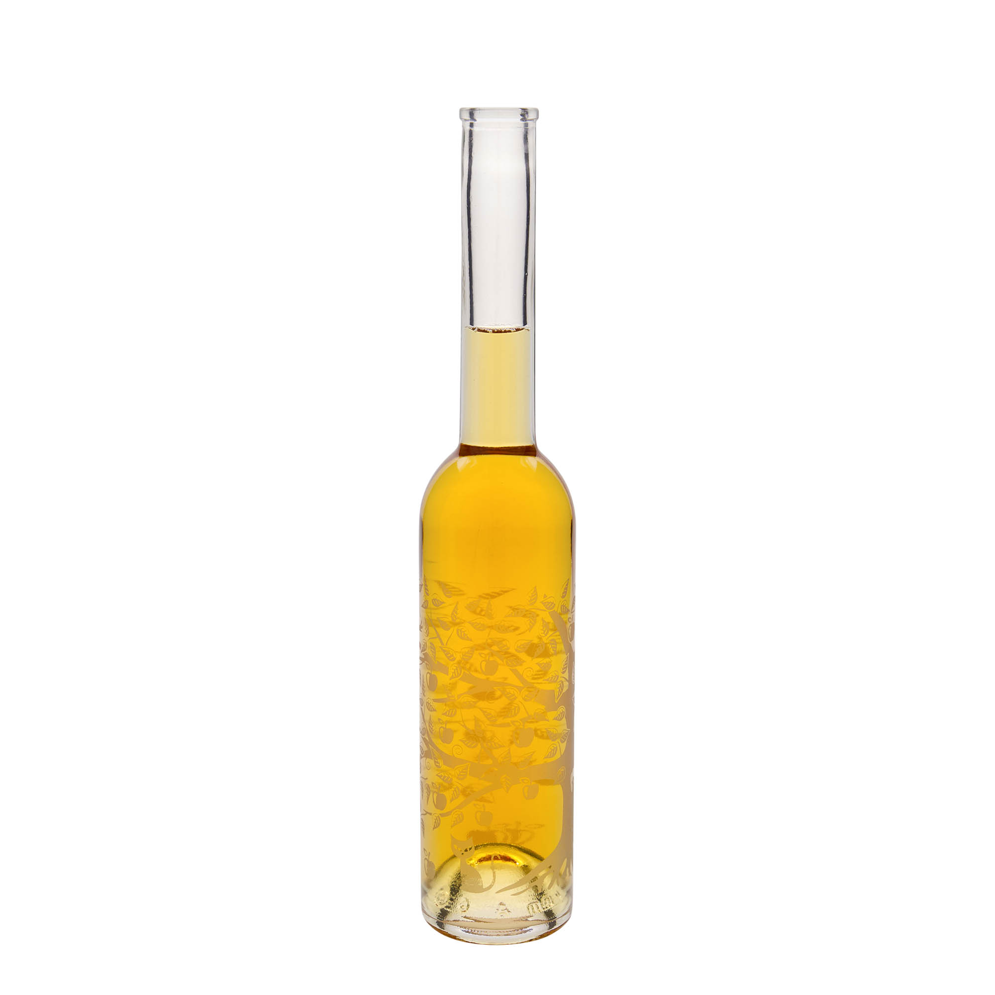 350 ml sklenená fľaša 'Opera', motív: jabloň, hrdlo: korok