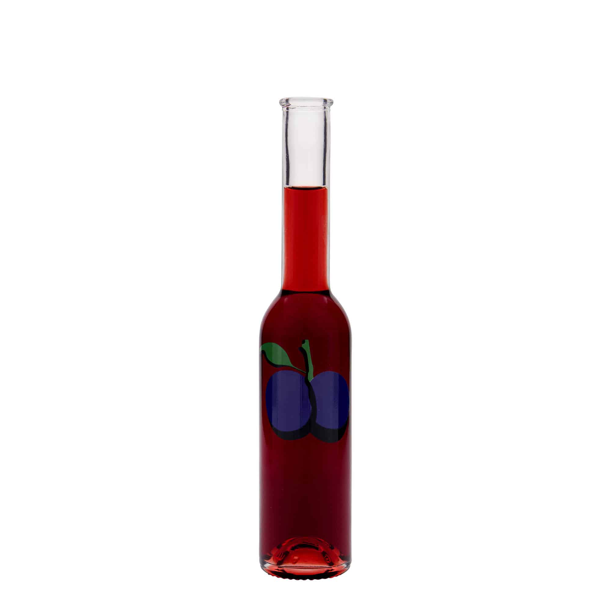 200 ml sklená fľaša „Opera“, motív: slivka, hrdlo: korok
