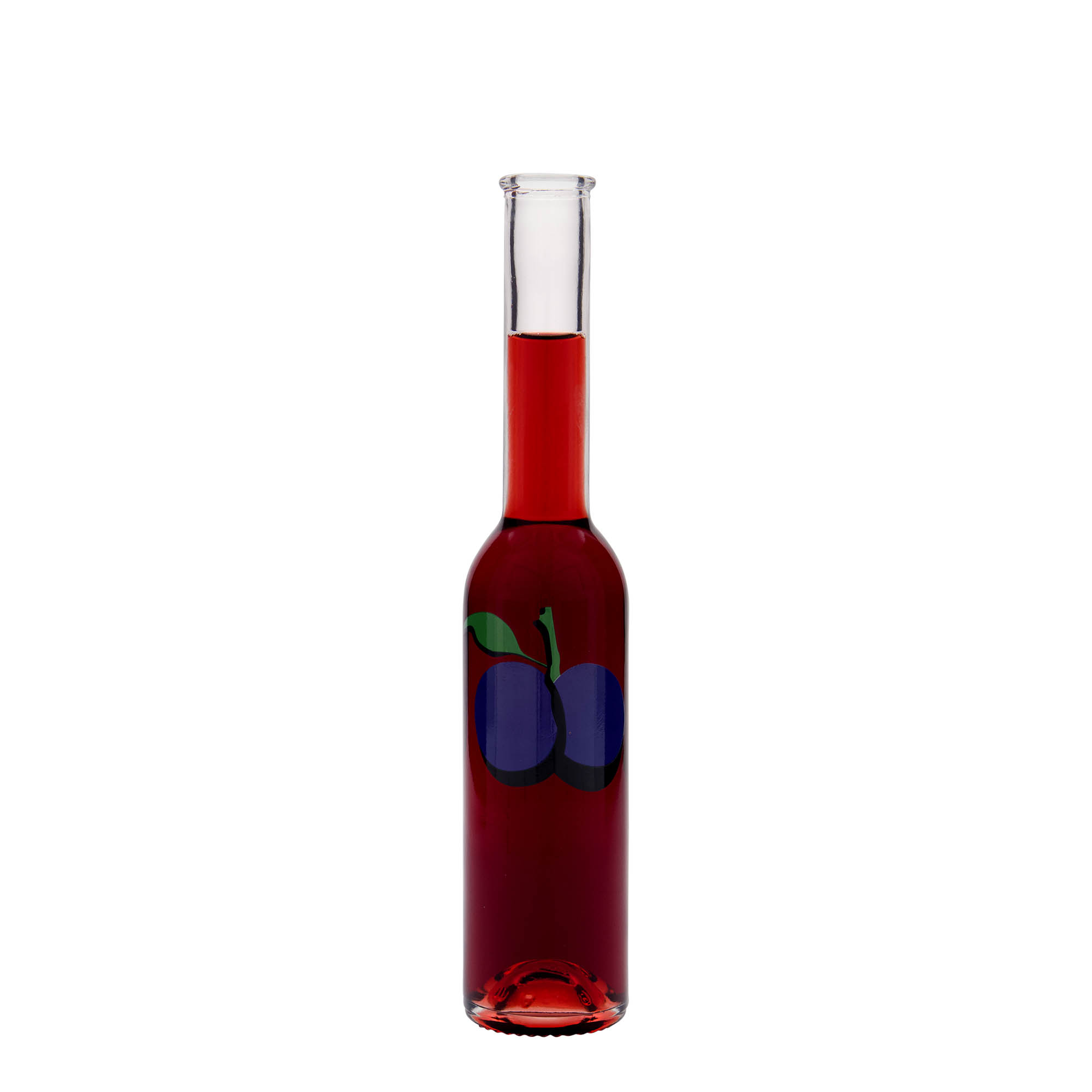 200 ml sklená fľaša „Opera“, motív: slivka, hrdlo: korok