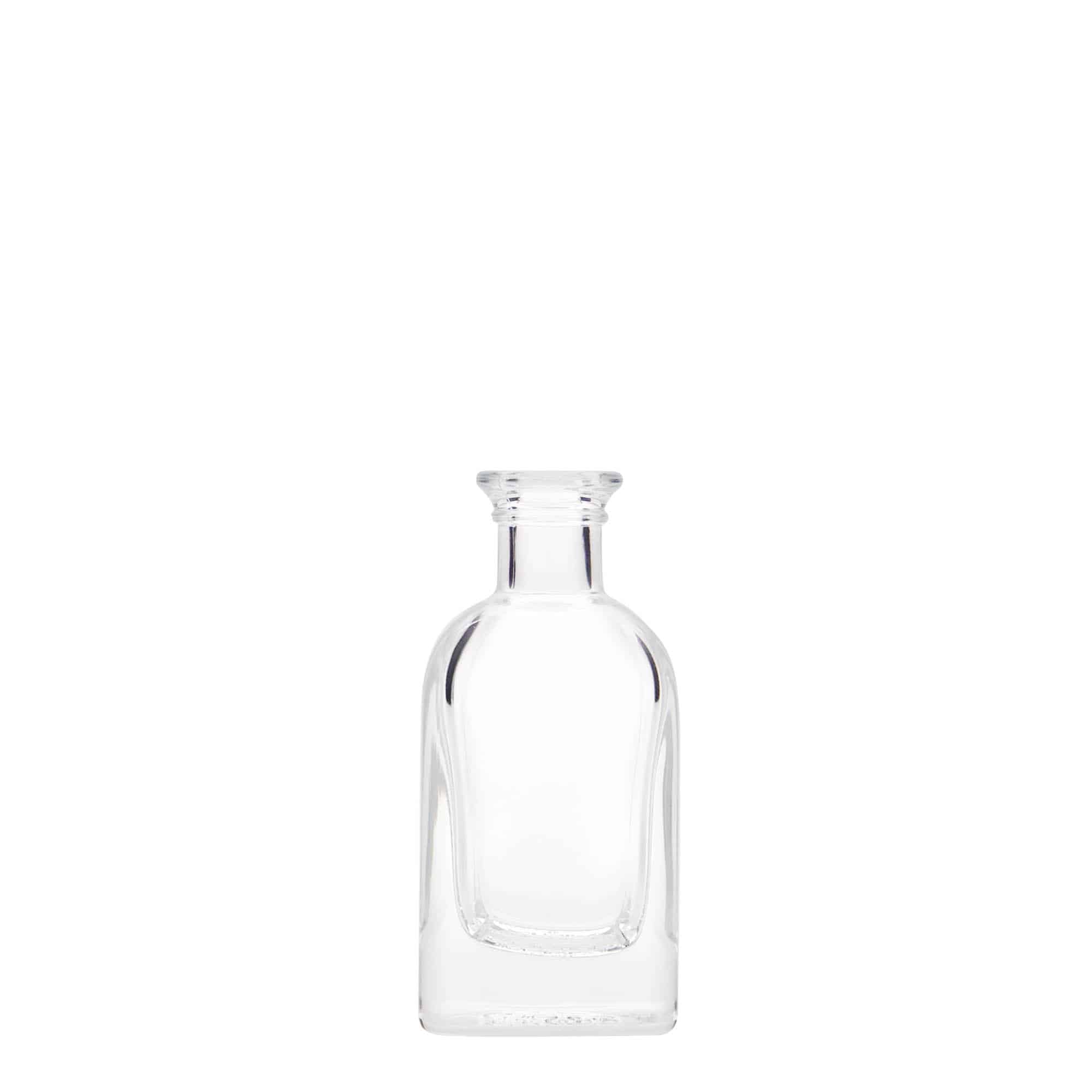 40 ml sklená fľaša lekárnik Carré, štvorcová, hrdlo: korok