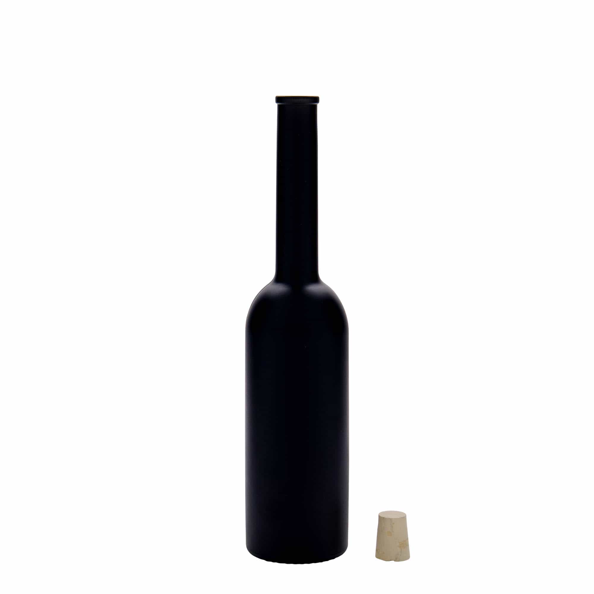 200 ml sklená fľaša „Opera“, čierna farba, hrdlo: korok