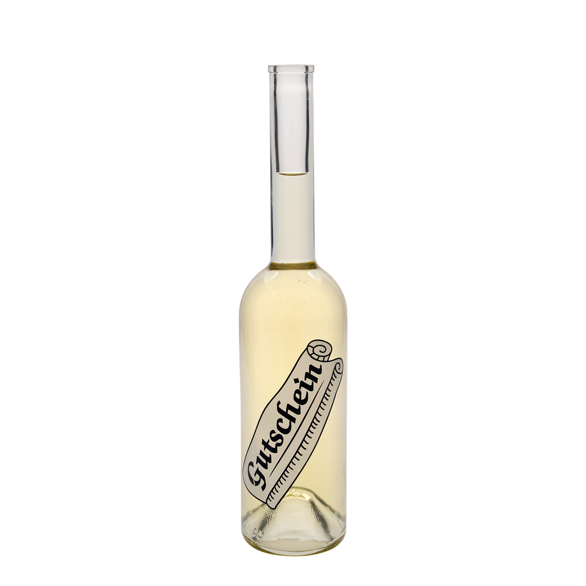 500 ml sklená fľaša „Opera“, motív: poukážka, hrdlo: korok