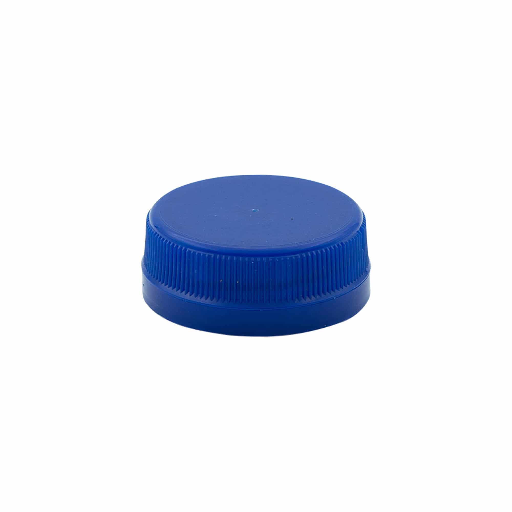 Skrutkovací uzáver dvojitý závit, PE plast, modrá farba, pre hrdlo: PET 38 mm