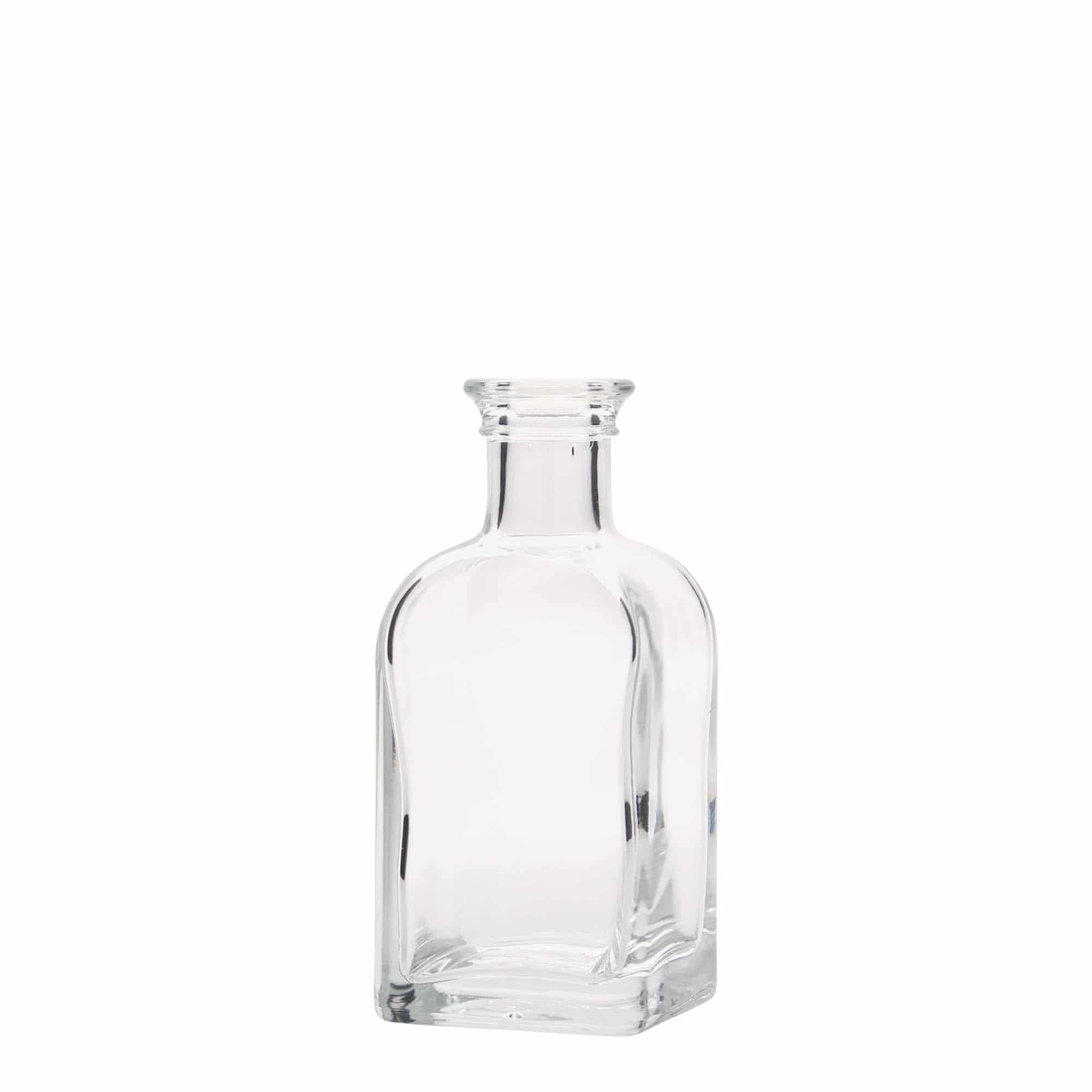100 ml sklená fľaša lekárnik Carré, štvorcová, hrdlo: korok