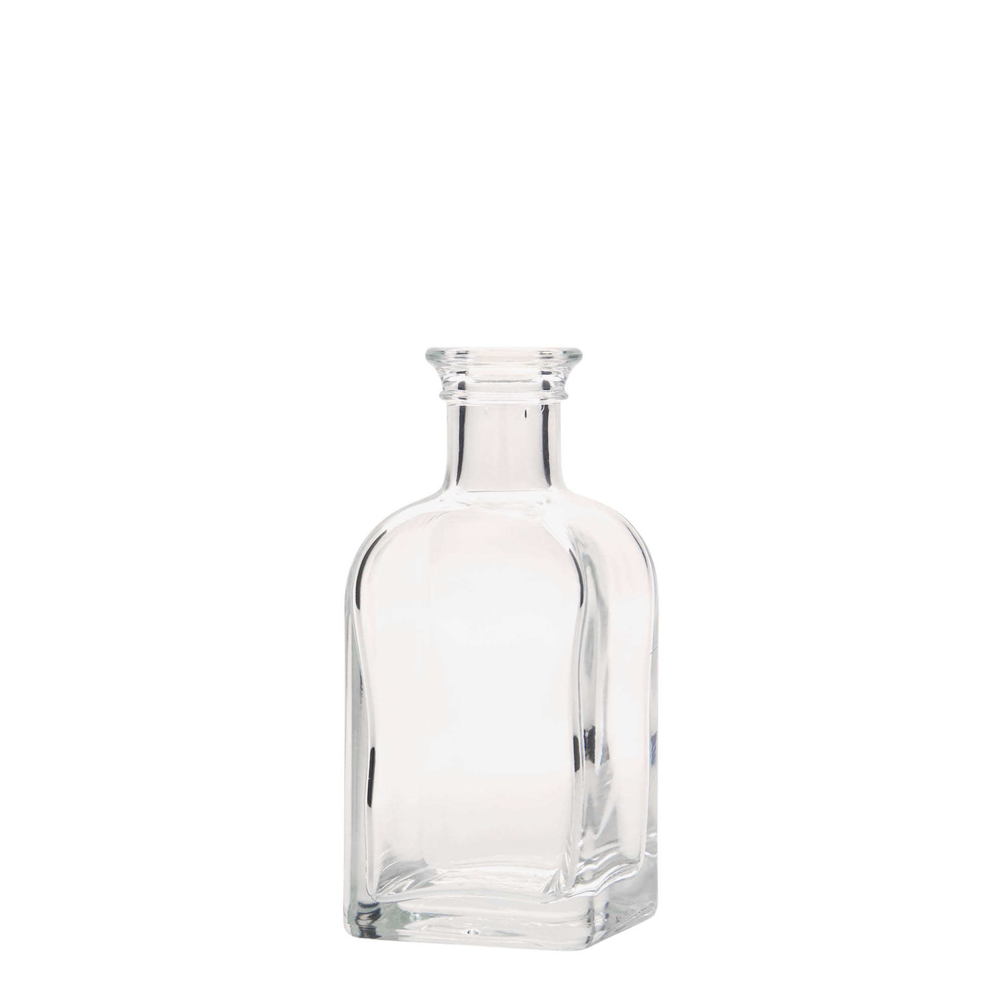 100 ml sklená fľaša lekárnik Carré, štvorcová, hrdlo: korok
