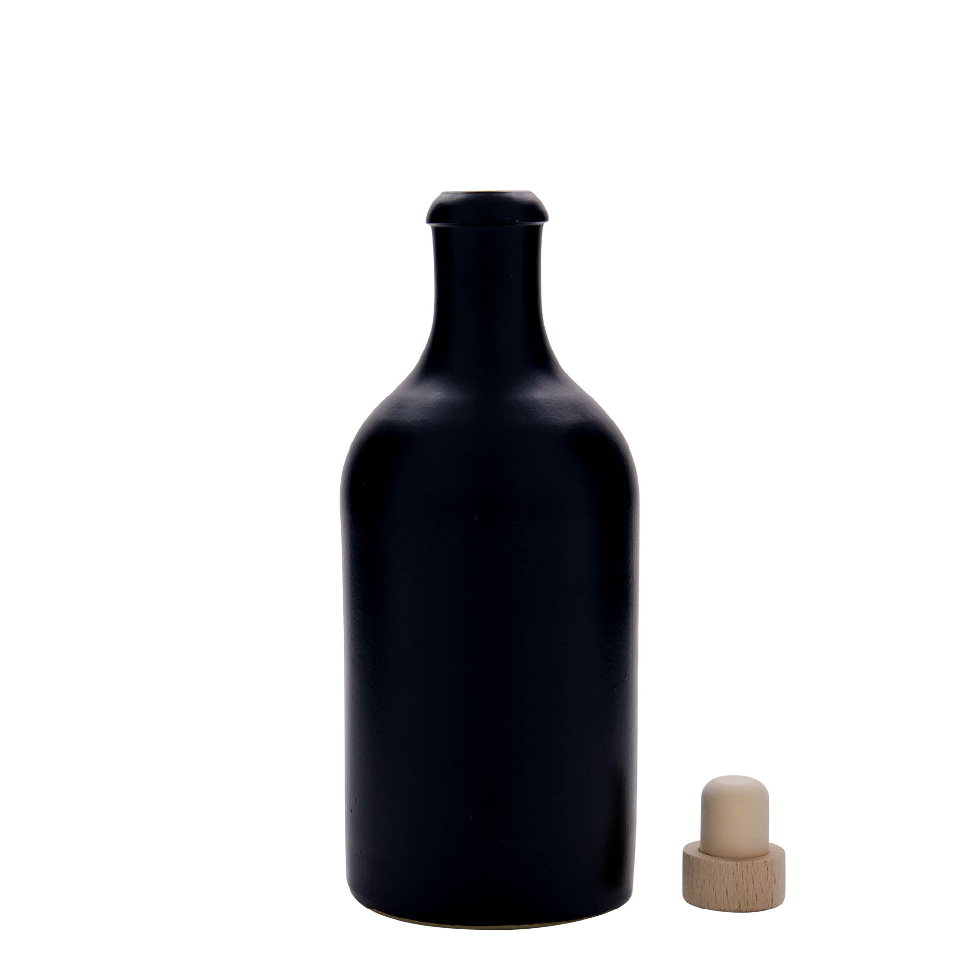 500 ml hlinený džbán, kamenina, čierny, ústie: korok