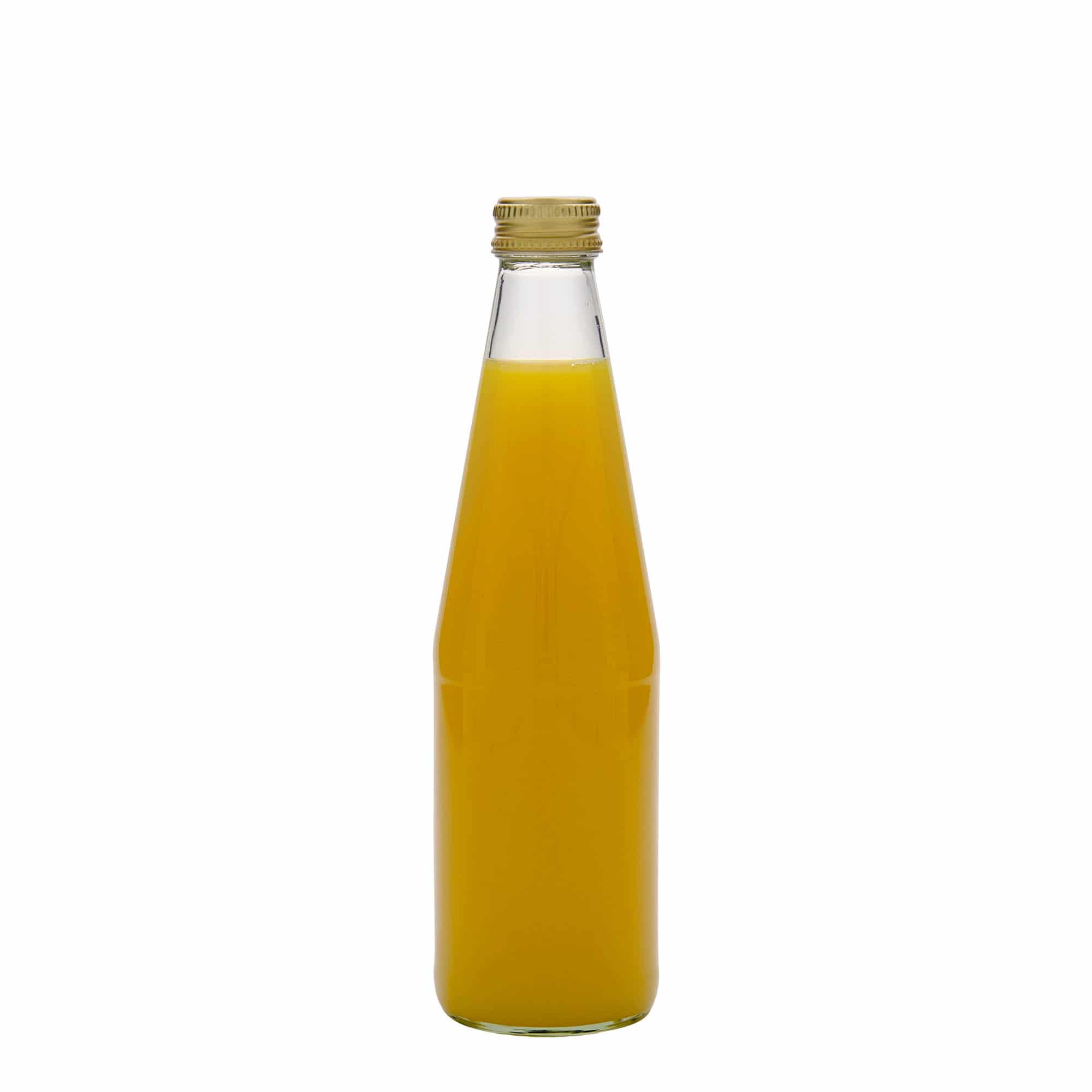 330 ml univerzálna fľaša mrkvový tvar, sklená, hrdlo: PP 28