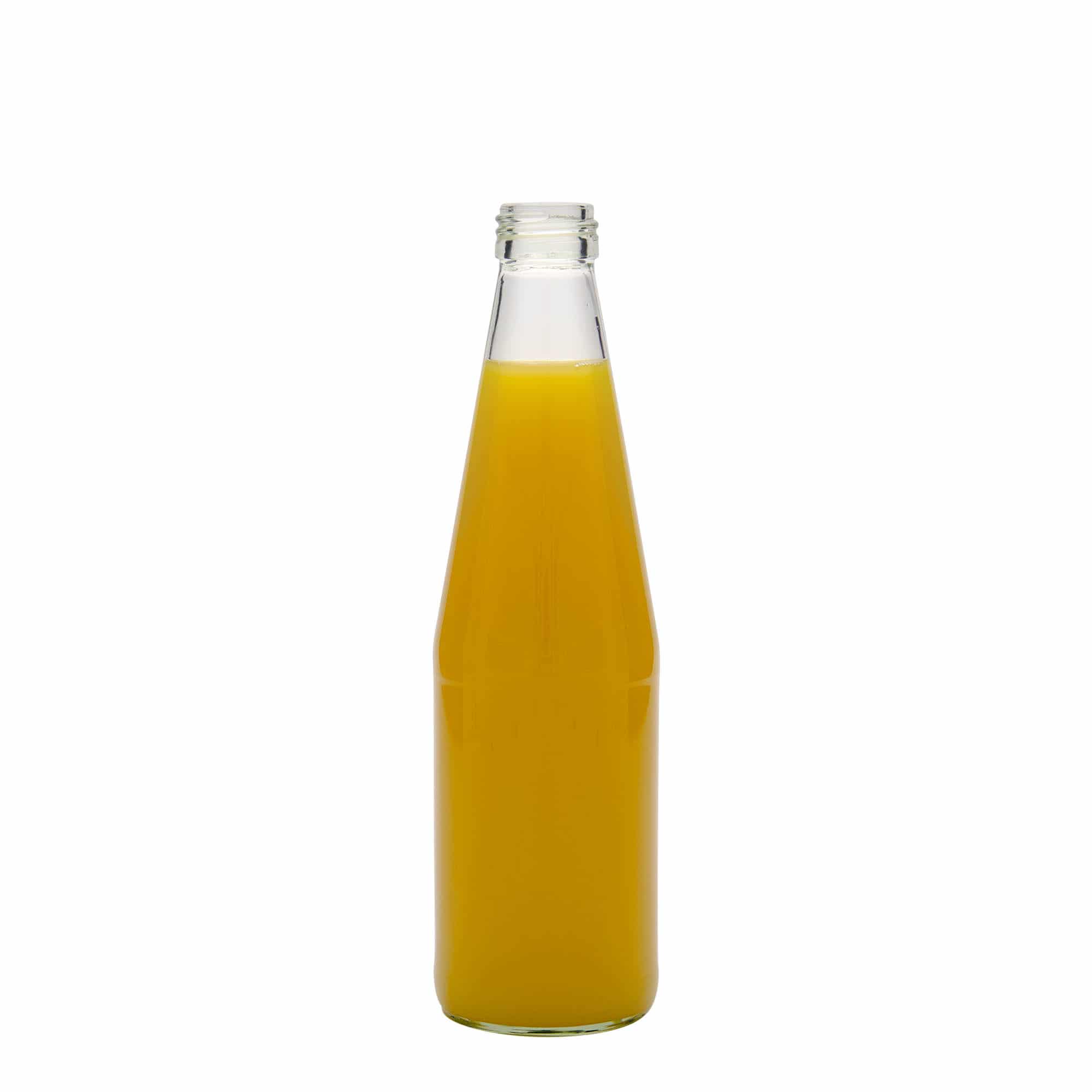 330 ml univerzálna fľaša mrkvový tvar, sklená, hrdlo: PP 28