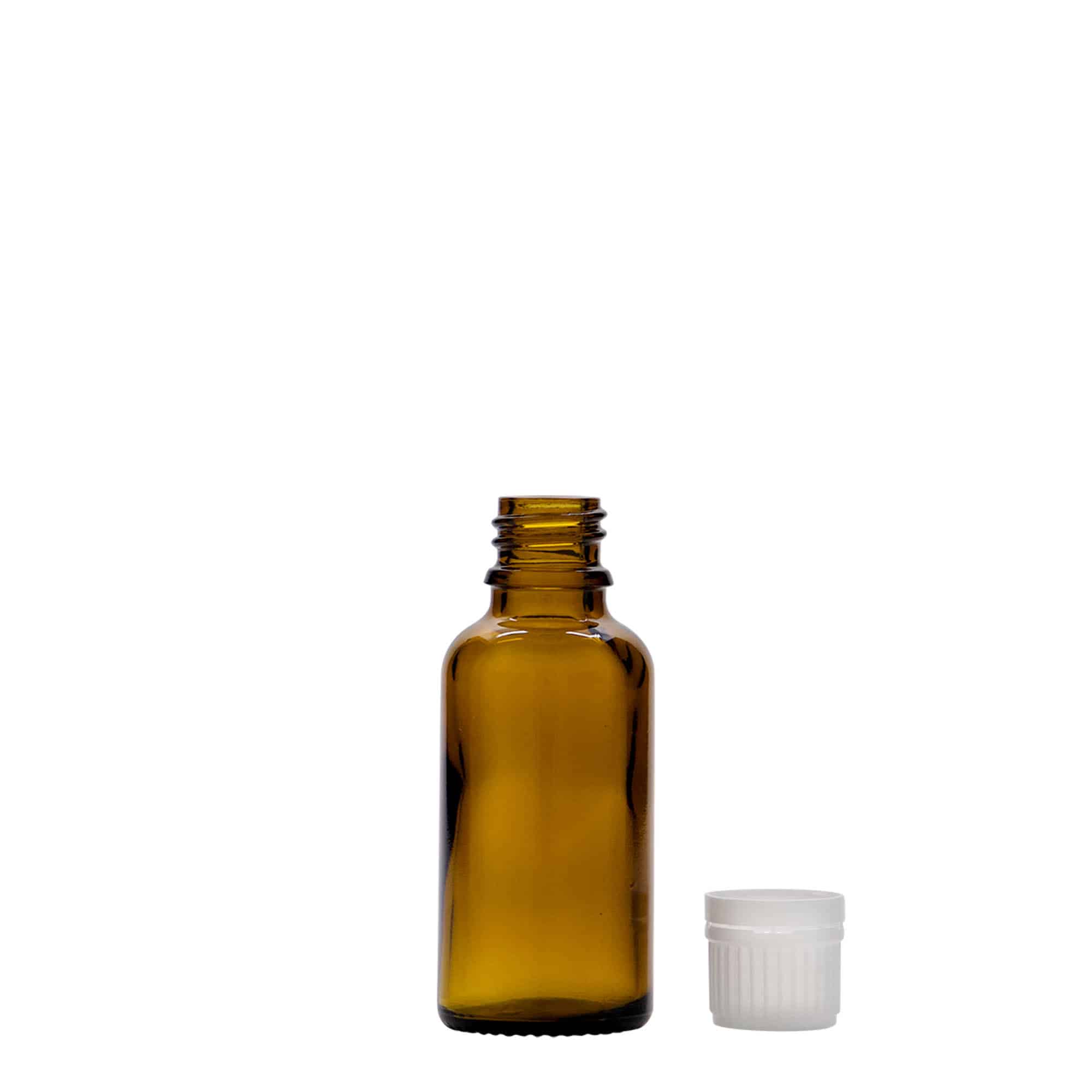 30 ml liekovka, sklená, hnedá farba, hrdlo: DIN 18