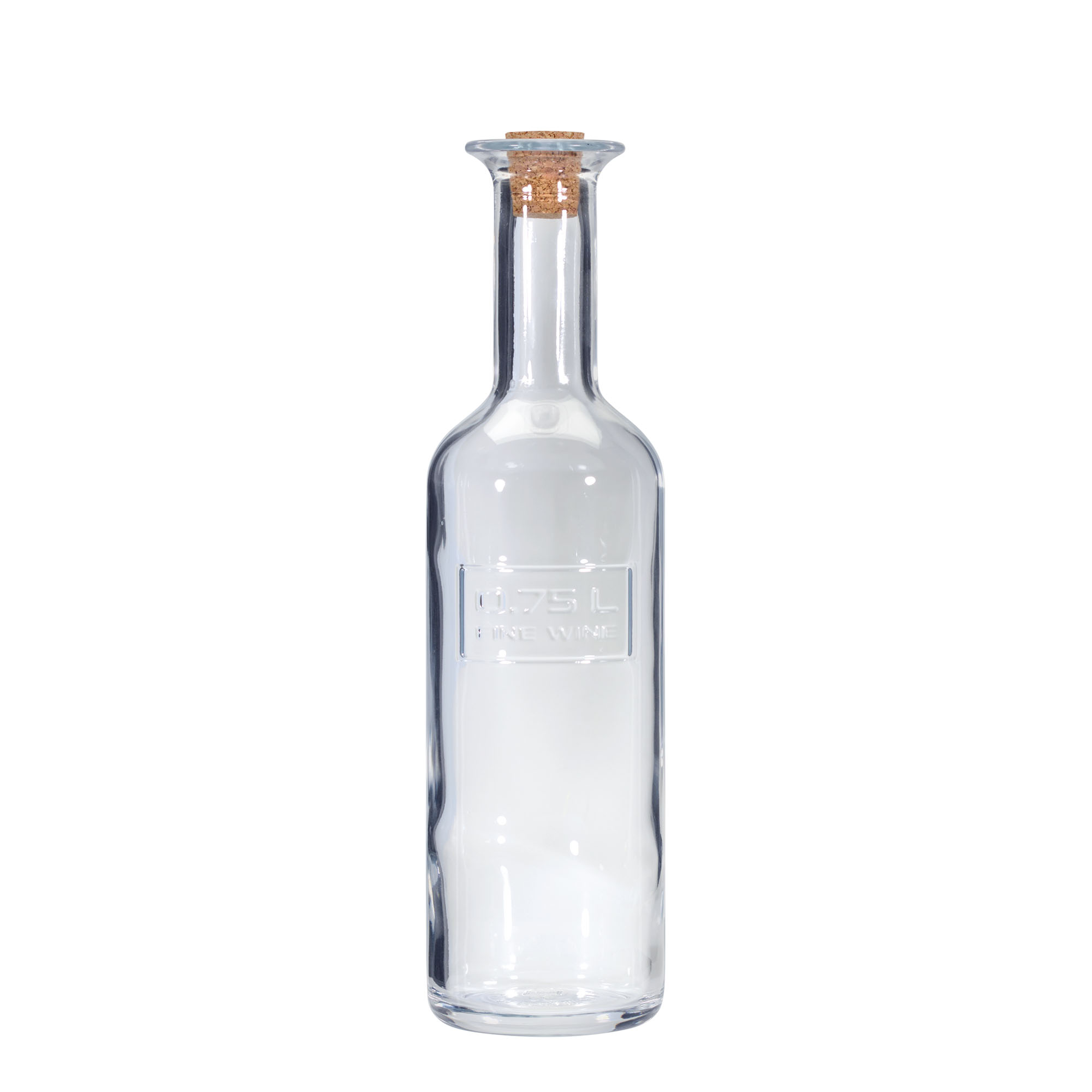 750 ml sklenená fľaša 'Optima Fine Wine', hrdlo: korok