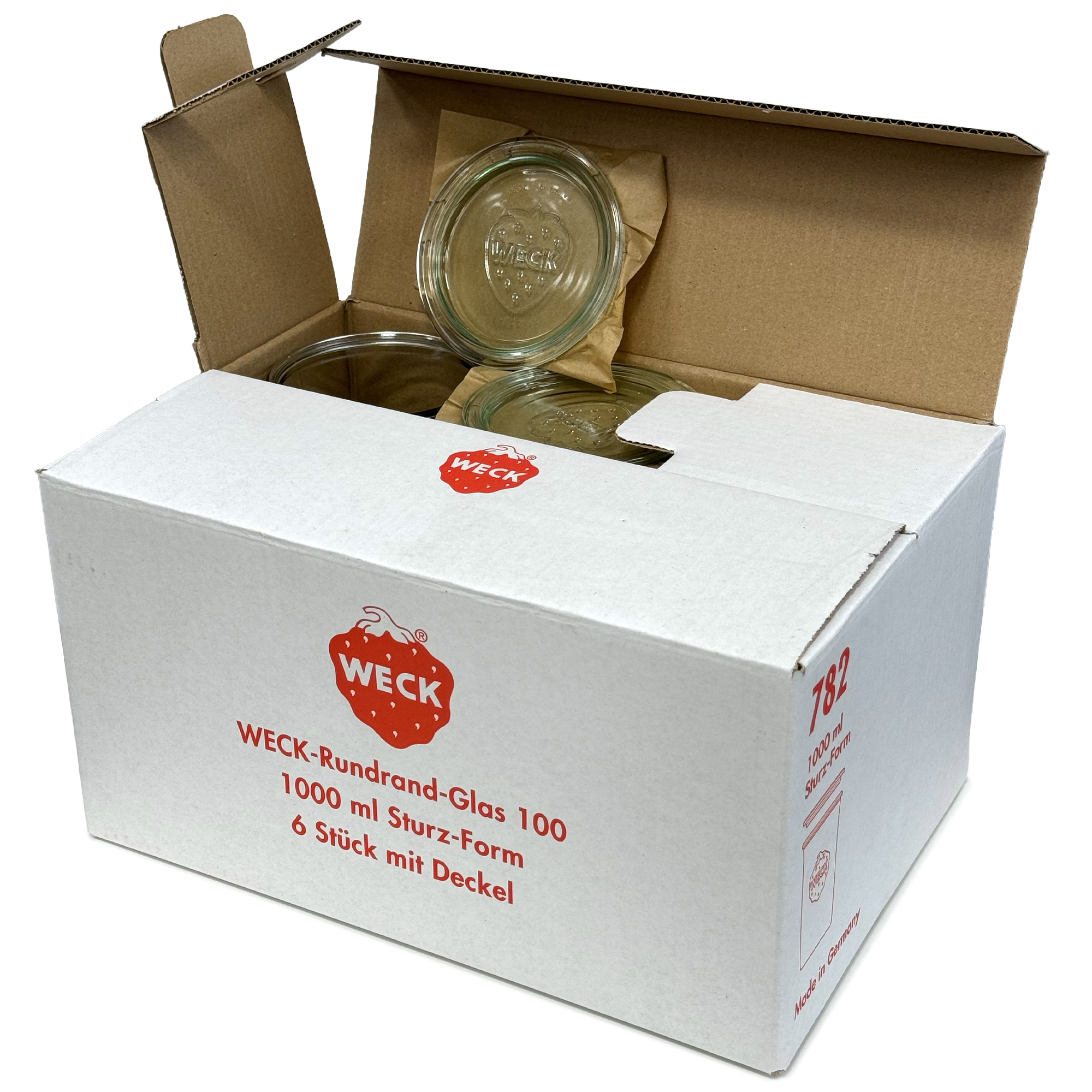 6x 1000 ml WECK-pohár typu Sturz so skleneným viečkom RR 100