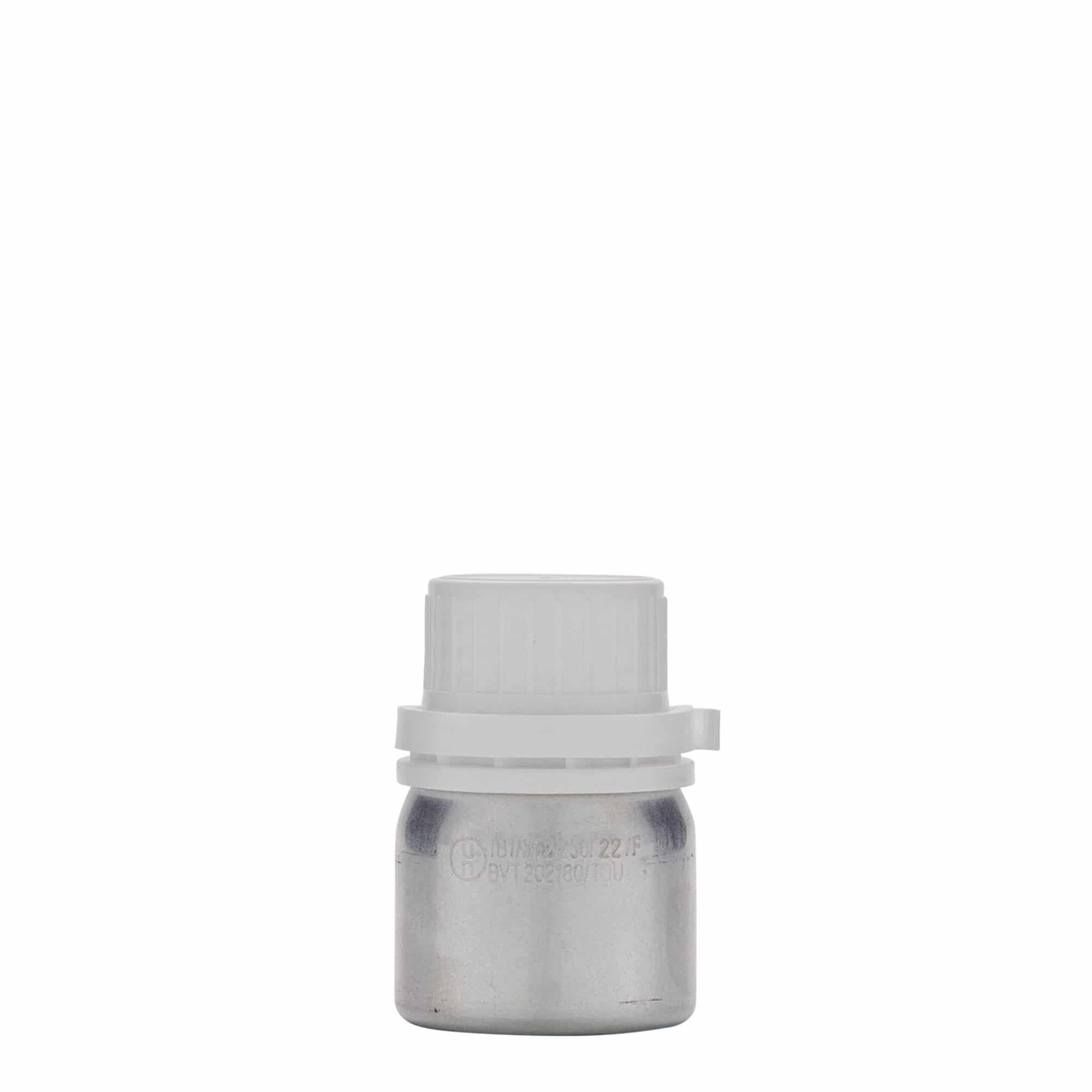 50 ml hliníková fľaša, kov, strieborná, hrdlo: DIN 32
