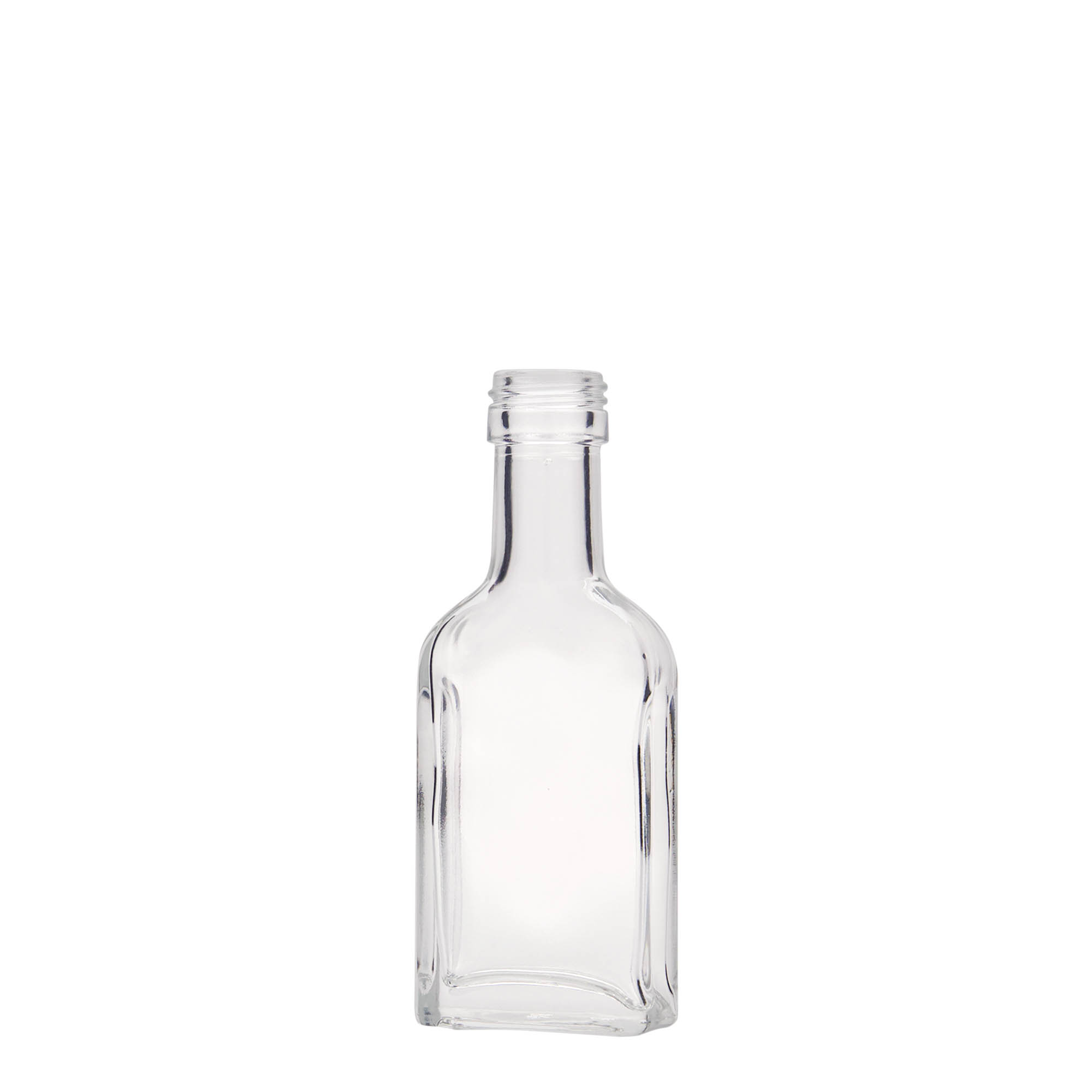 40 ml vrecková fľaša s dlhým hrdlom, obdĺžniková, sklo, hrdlo: PP 22 40 ml vrecková fľaša s dlhým hrdlom, obdĺžniková, sklo, hrdlo: PP 22