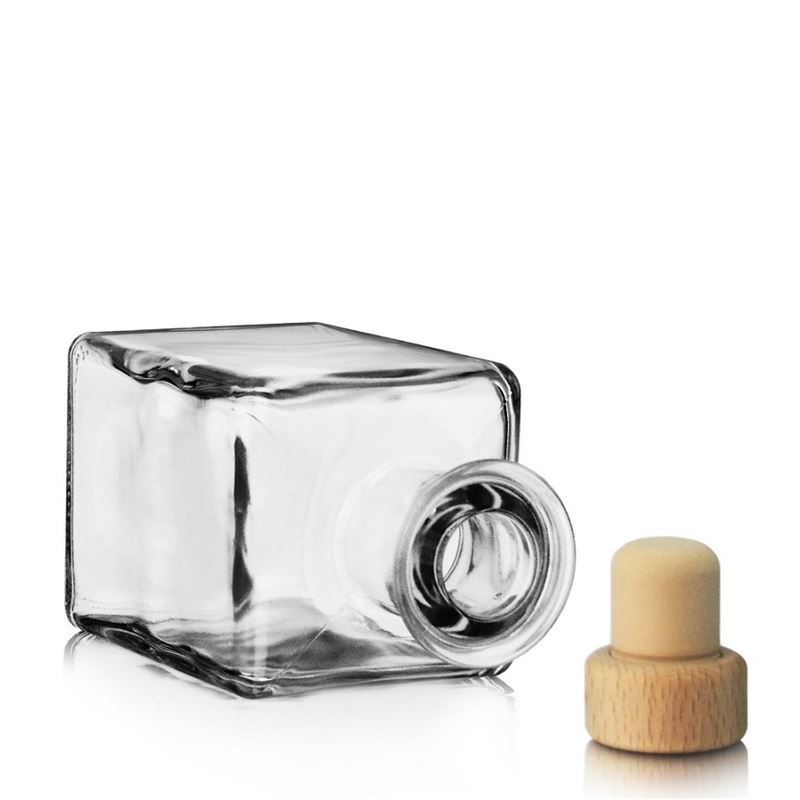 200 ml sklená fľaša „Kubica“, štvorcová, hrdlo: korok