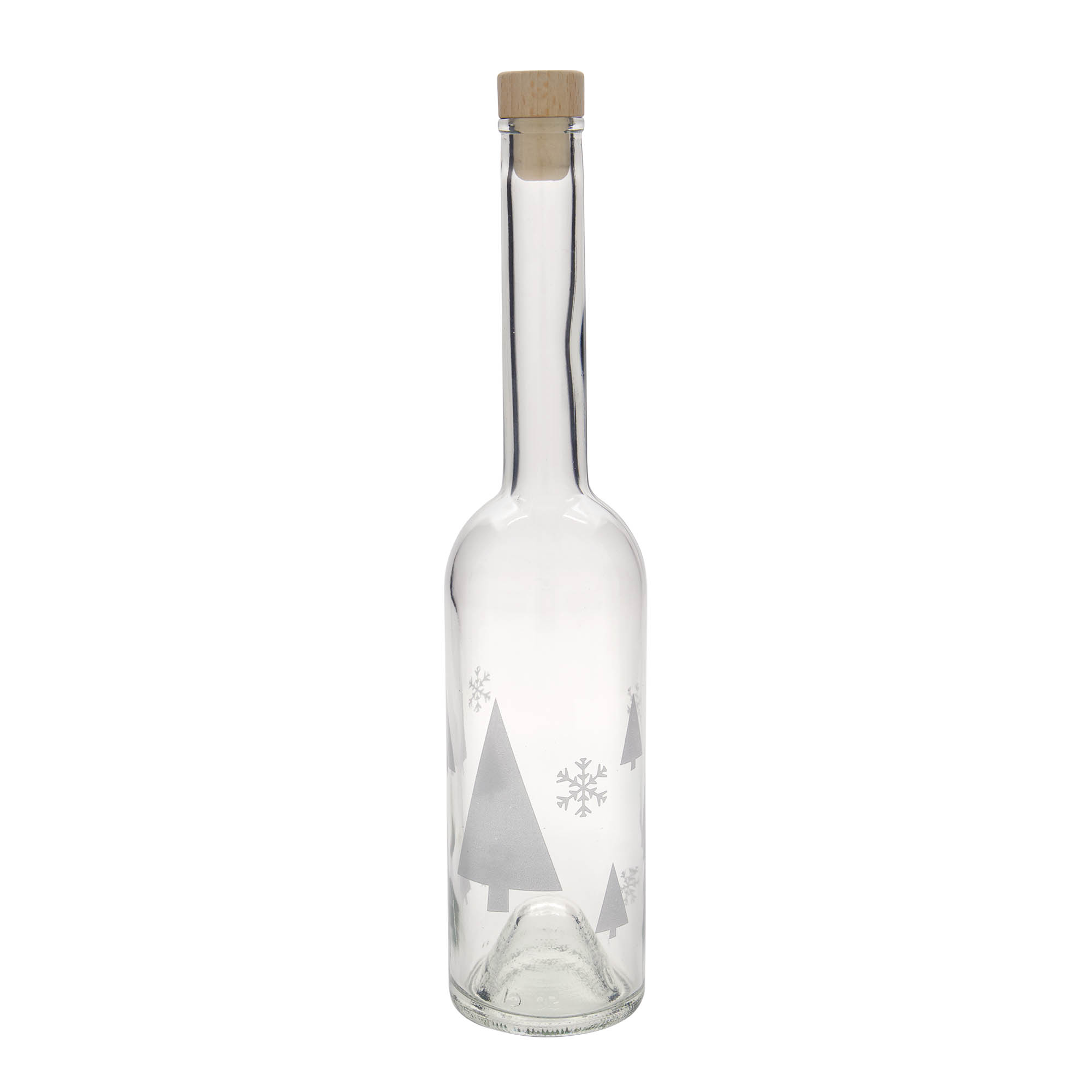 500 ml sklenená fľaša 'Opera', motív: snehové vločky, hrdlo: korok