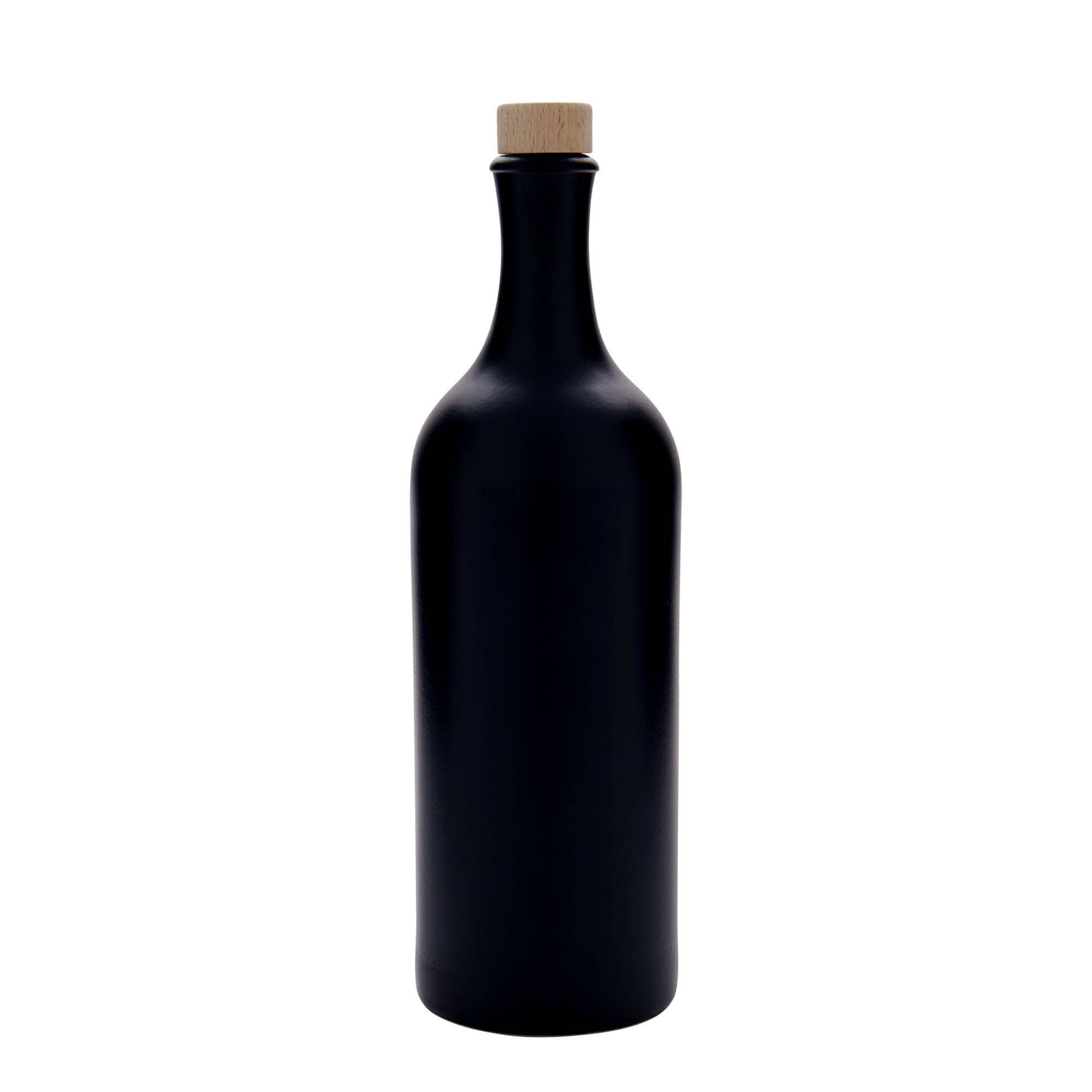 750 ml hlinený krčah dlhé hrdlo, kamenina, čierna farba, hrdlo: korok