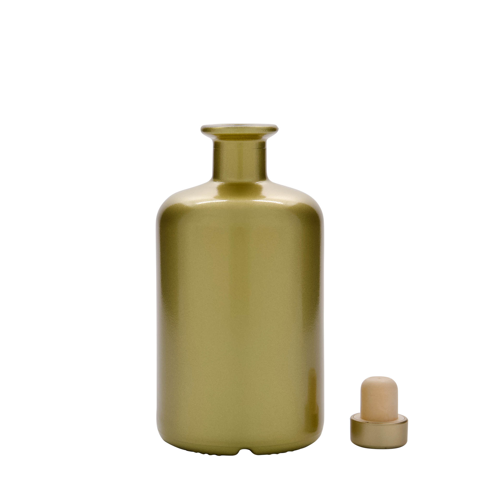 500 ml lekárnická sklenená fľaša, zlatá, hrdlo: korok