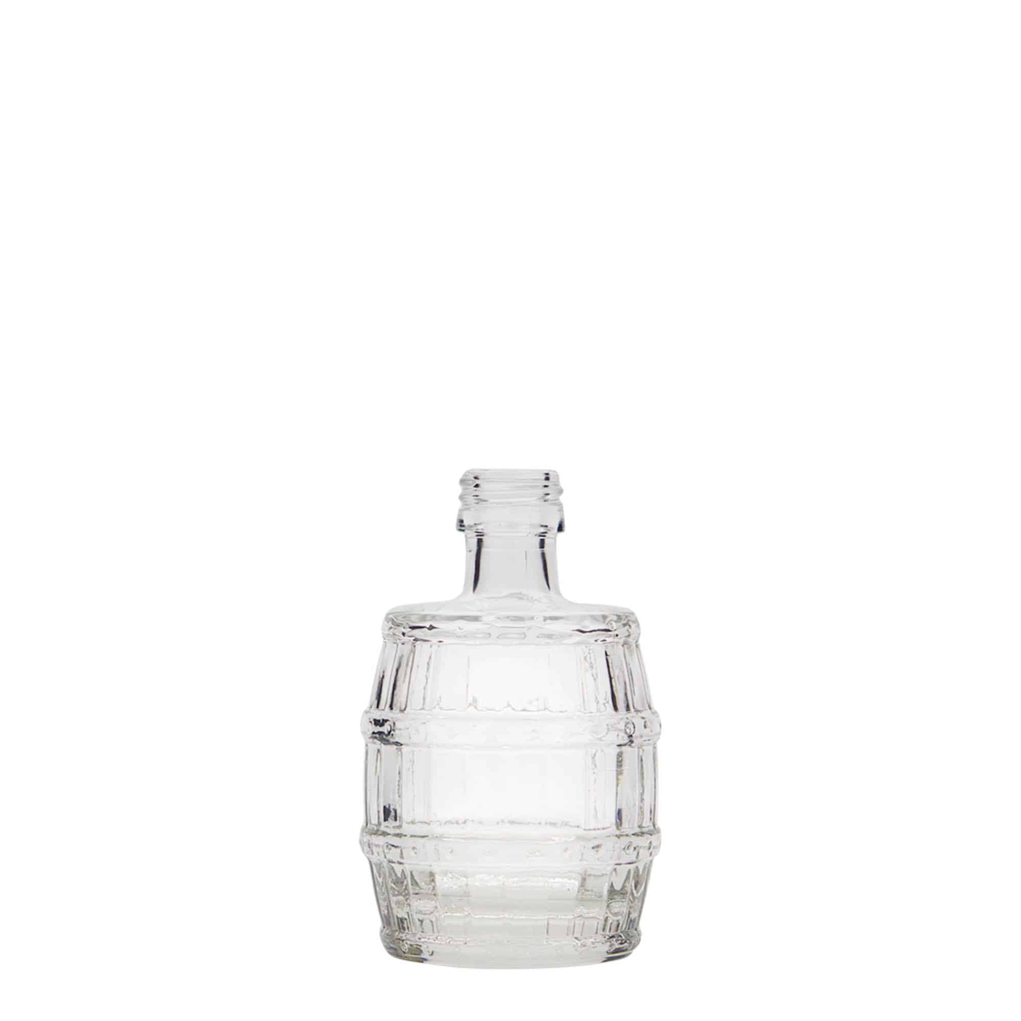 50 ml sklená fľaša „Sud“, hrdlo: PP 18 50 ml sklená fľaša „Sud“, hrdlo: PP 18