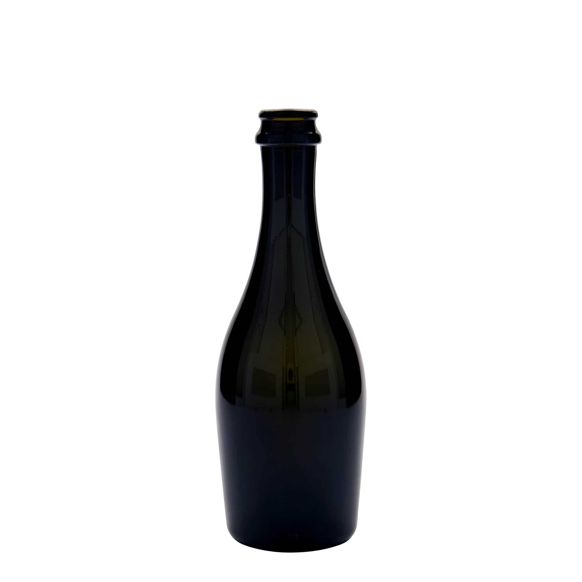 330 ml fľaša na sekt „Carmen“, sklená, antická zelená farba, hrdlo: štupeľ