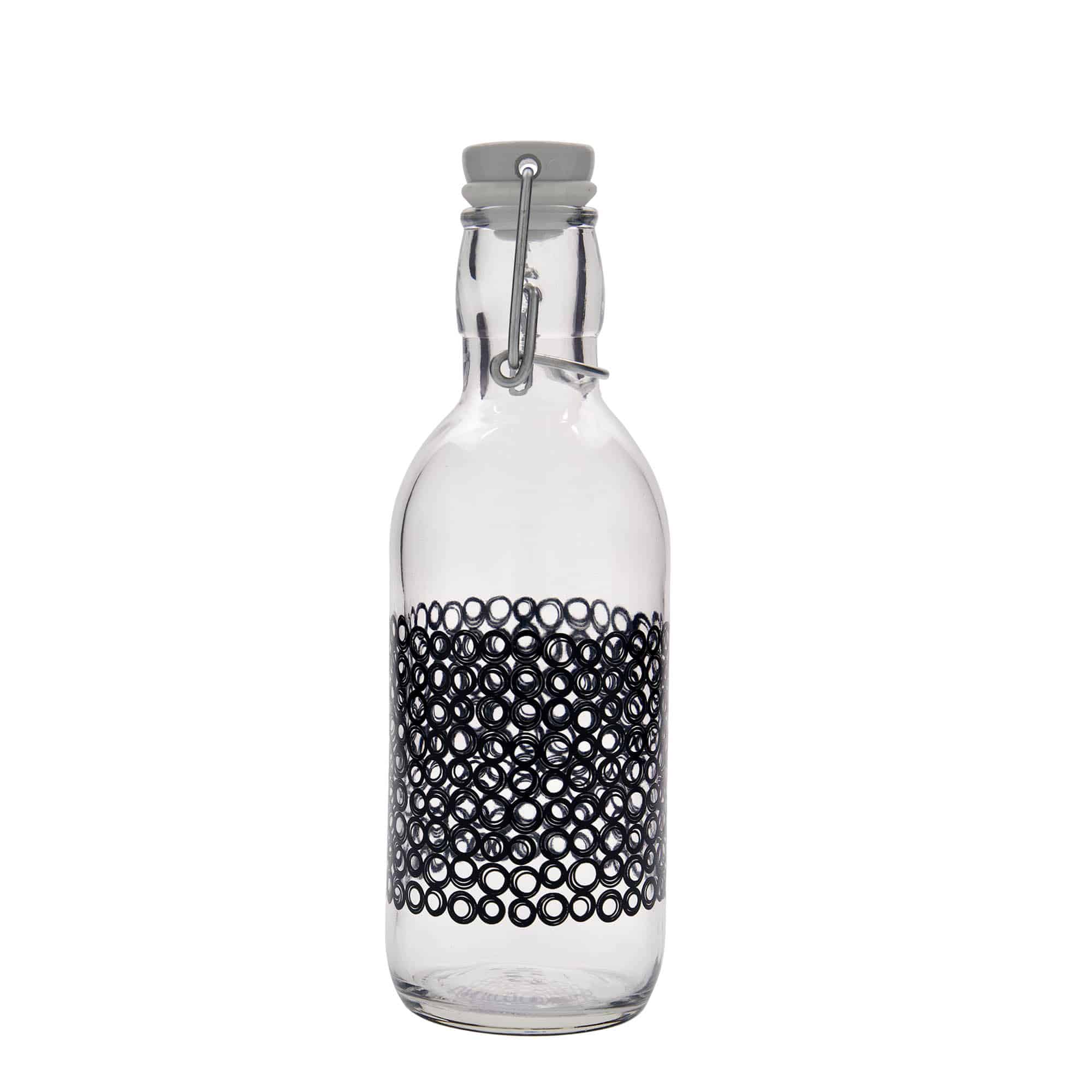 500 ml sklenená fľaša 'Emilia', motív: Circola nero, uzáver: pákový uzáver