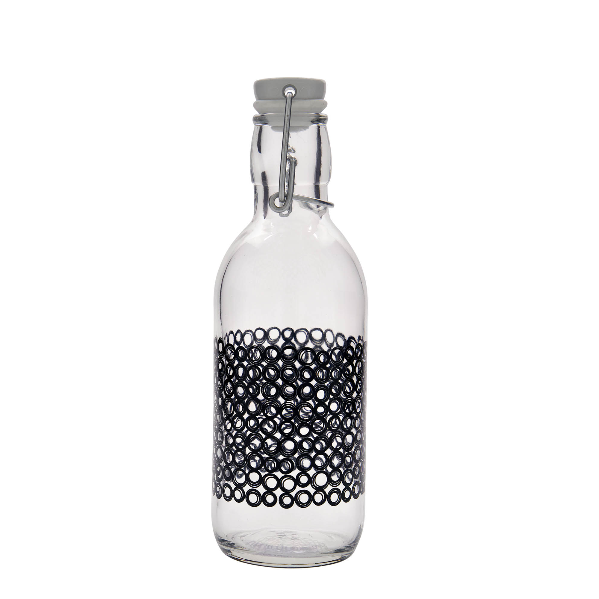 500 ml sklenená fľaša 'Emilia', motív: Circola nero, uzáver: pákový uzáver 500 ml sklenená fľaša 'Emilia', motív: Circola nero, uzáver: pákový uzáver