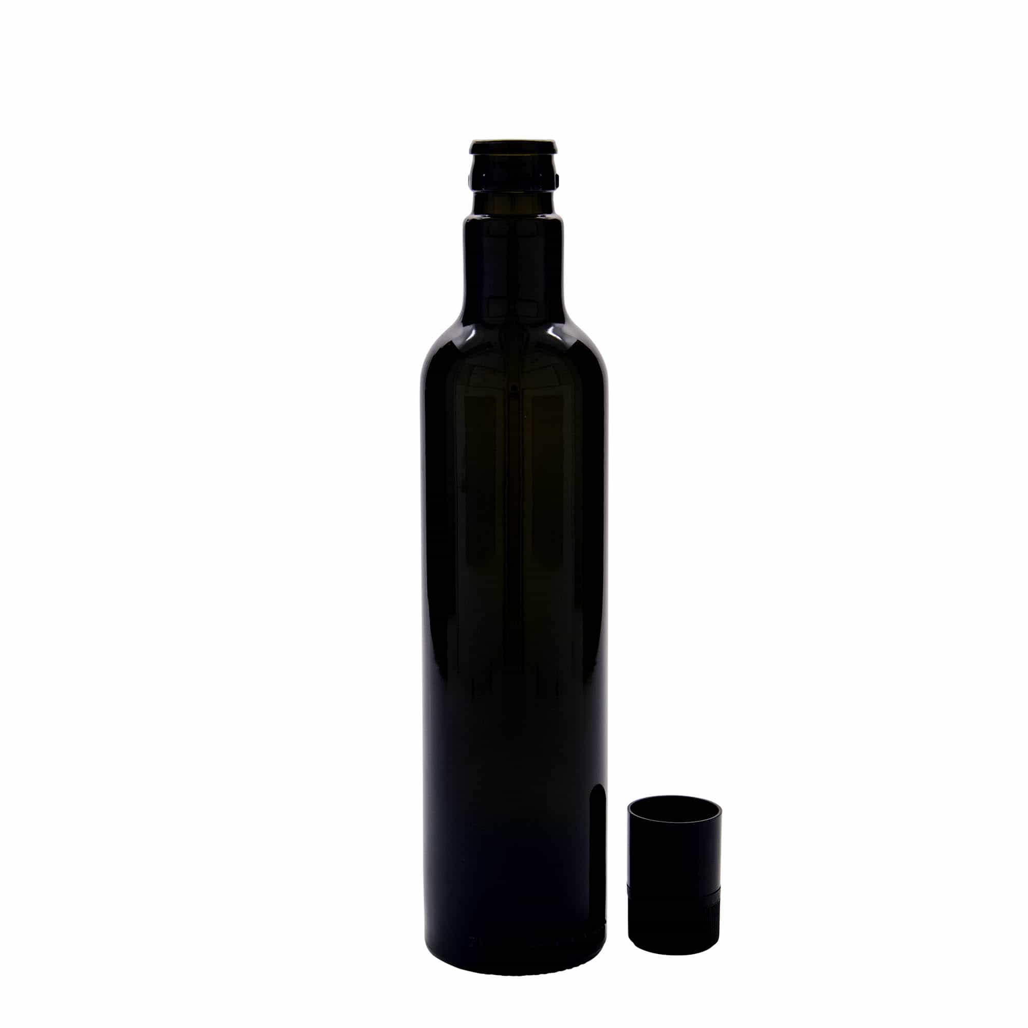 500 ml fľaša na ocot/olej „Willy New“, sklená, antická zelená farba, hrdlo: DOP