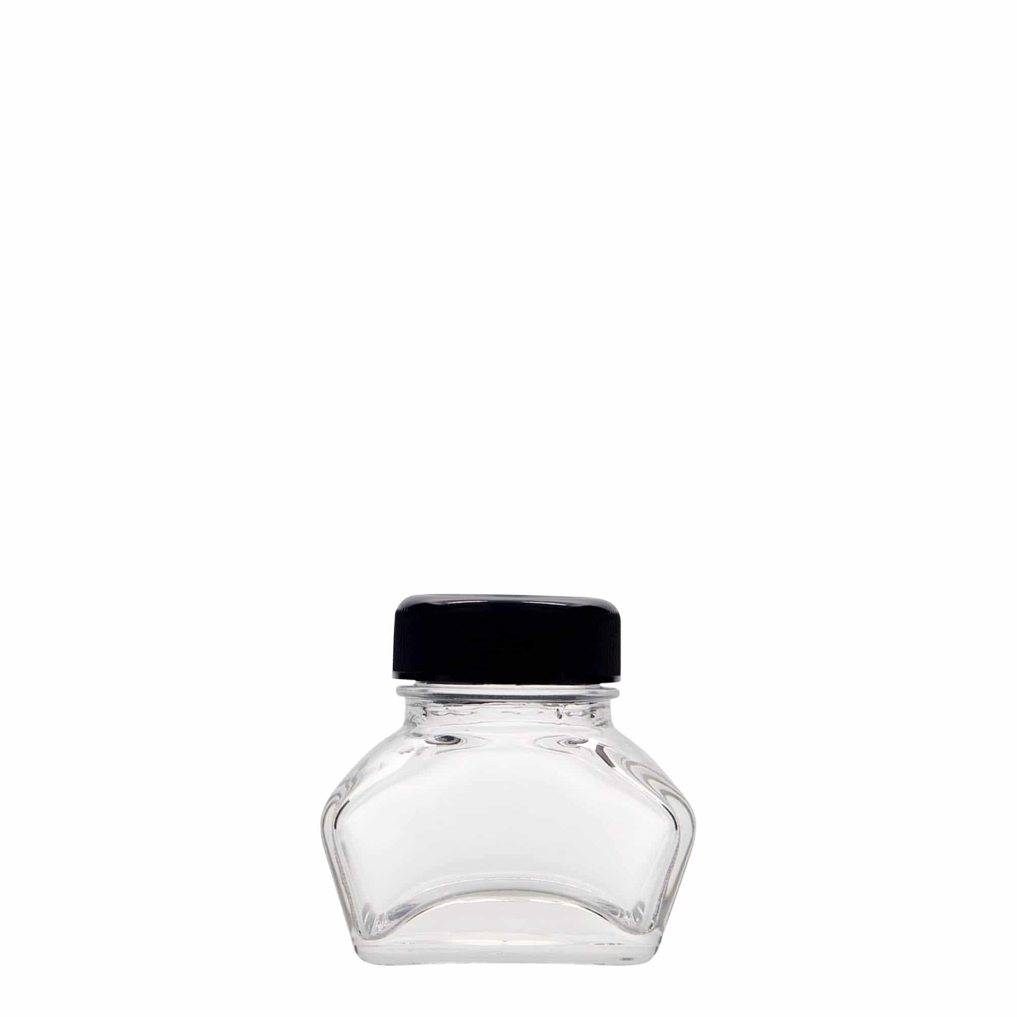 30 ml atramentová fľaštička, obdĺžniková, hrdlo: závitové uzáver