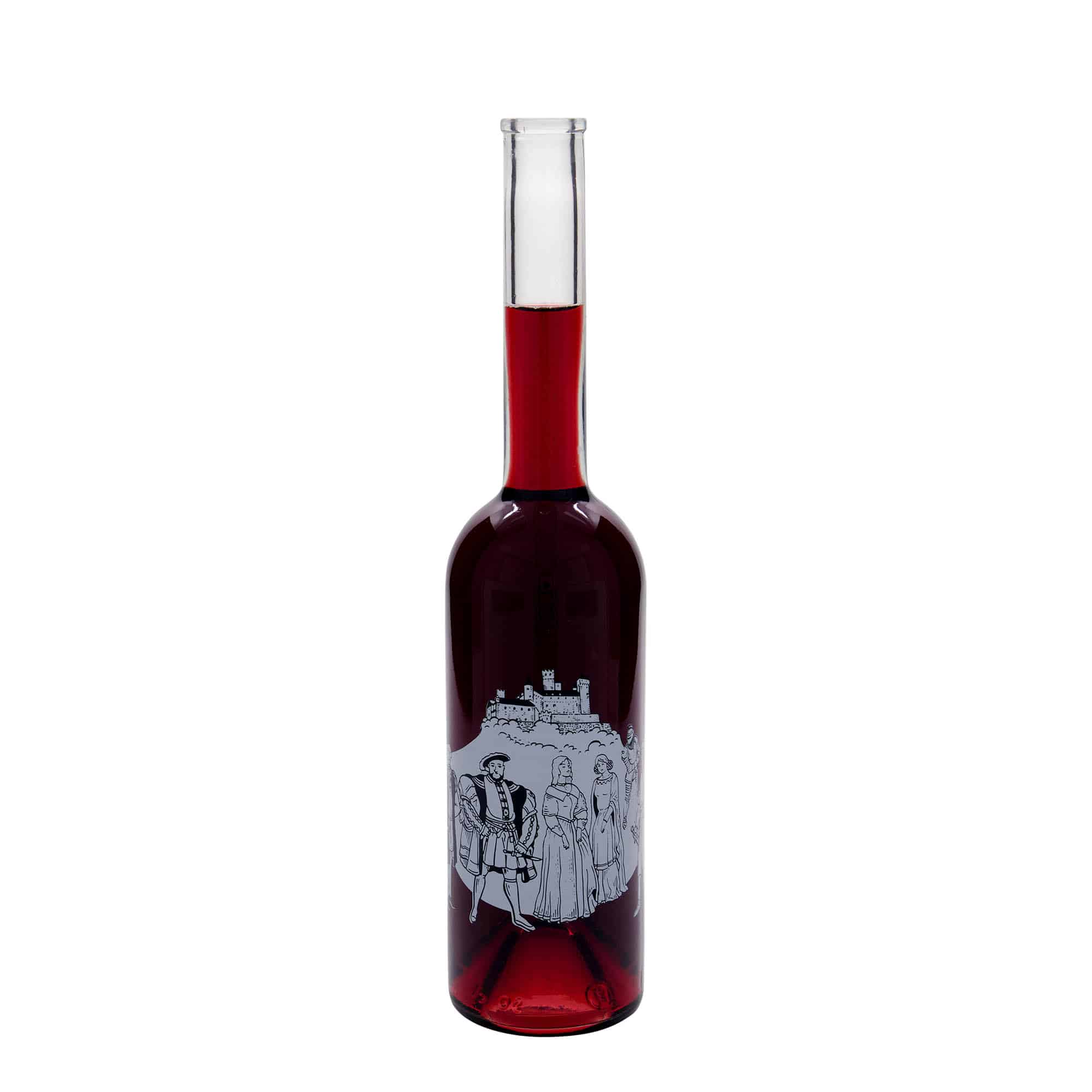 500 ml sklená fľaša „Opera“, motív: stredovek, hrdlo: korok
