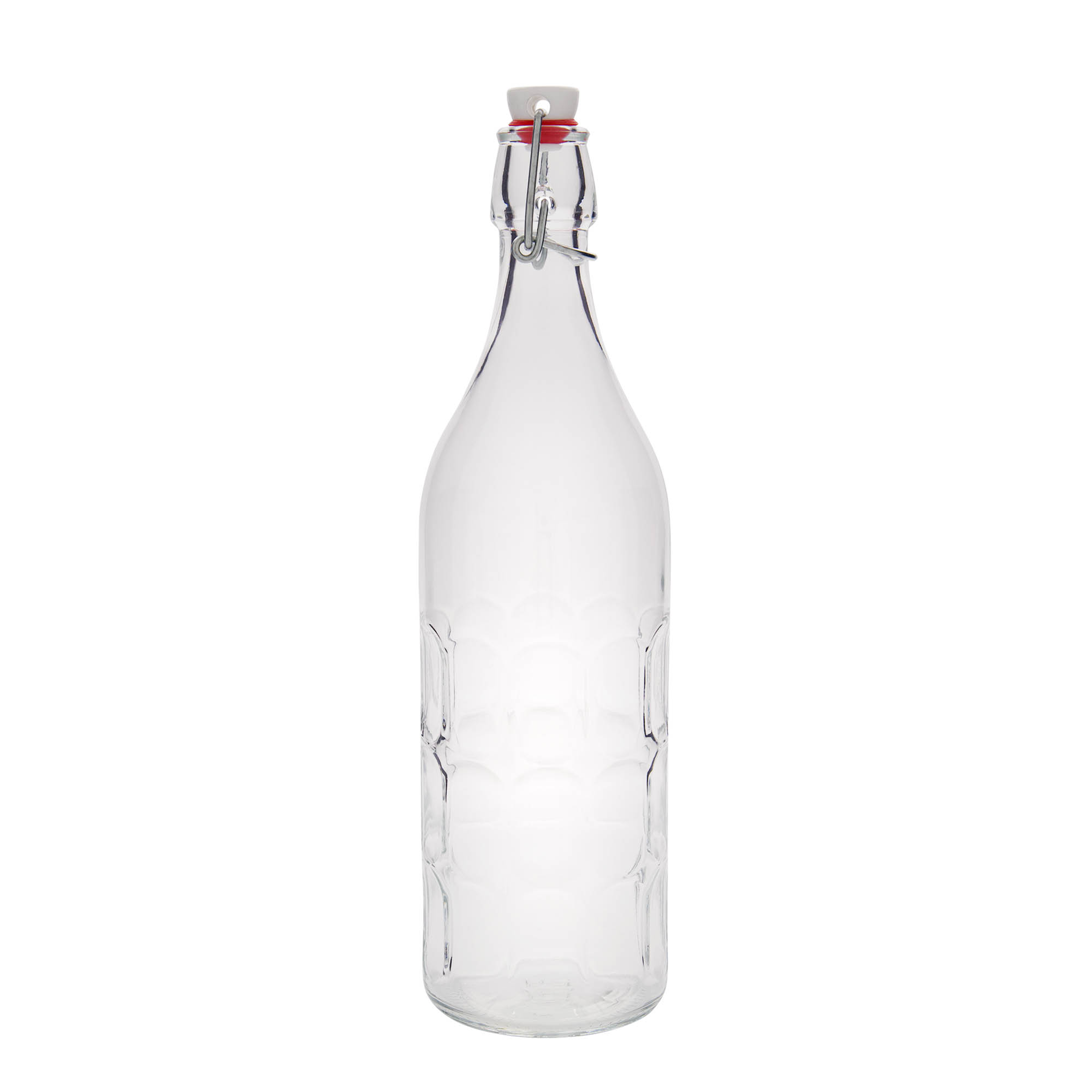 1 000 ml sklenená fľaša Moresca, hrdlo: uzáver s pántom 1 000 ml sklenená fľaša Moresca, hrdlo: uzáver s pántom