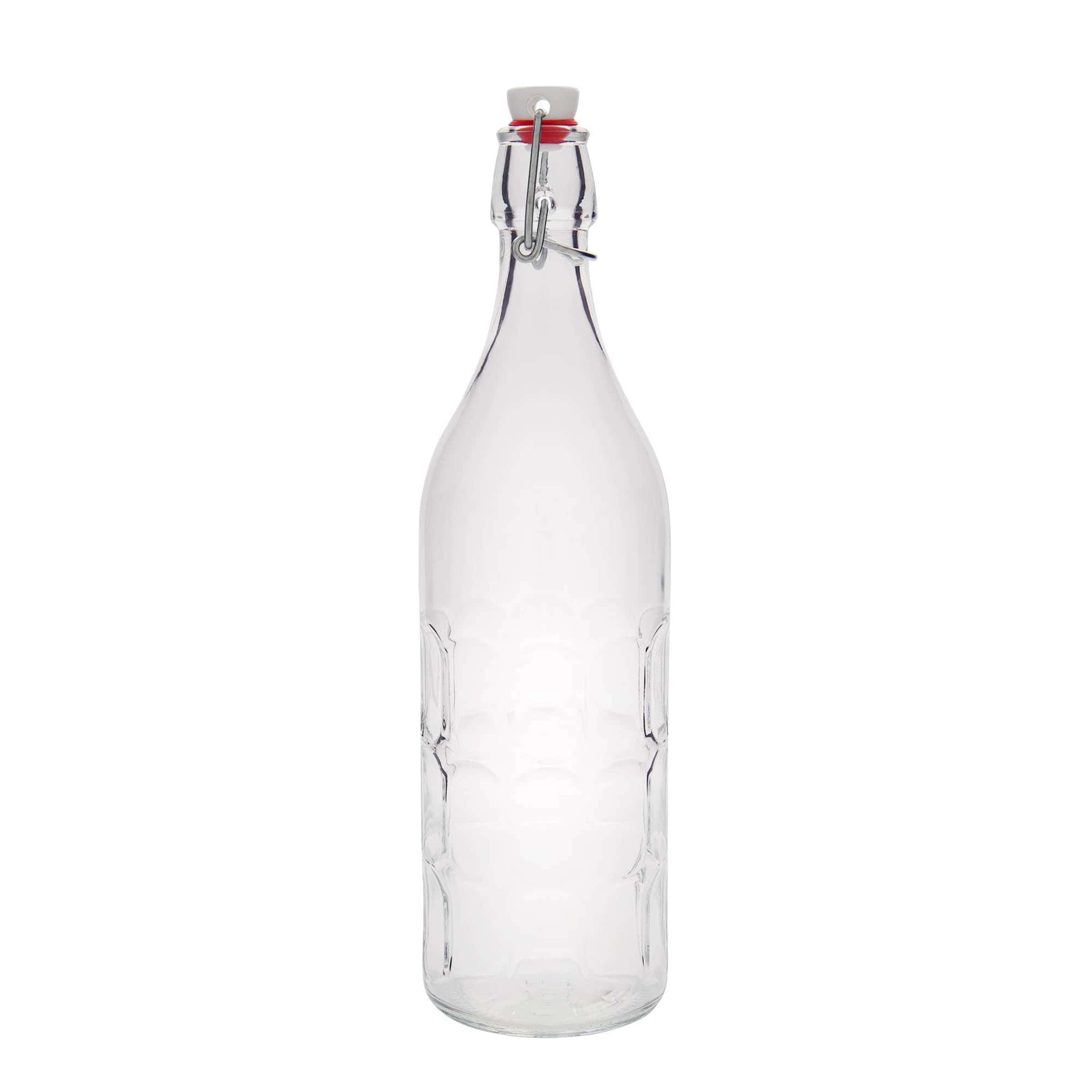 1 000 ml sklenená fľaša Moresca, hrdlo: uzáver s pántom 1 000 ml sklenená fľaša Moresca, hrdlo: uzáver s pántom