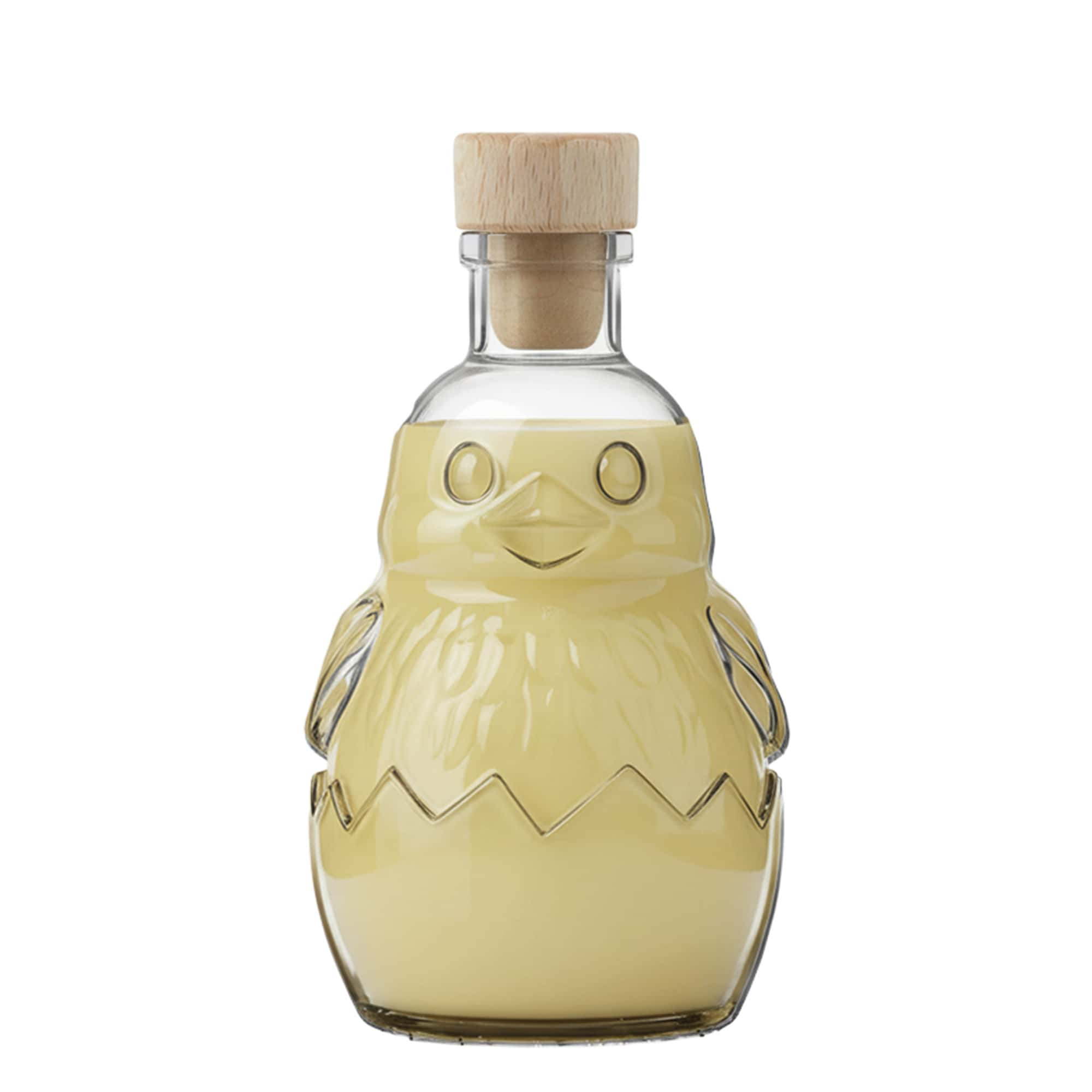 200 ml sklenená fľaša 'Kuriatko', hrdlo: korkové