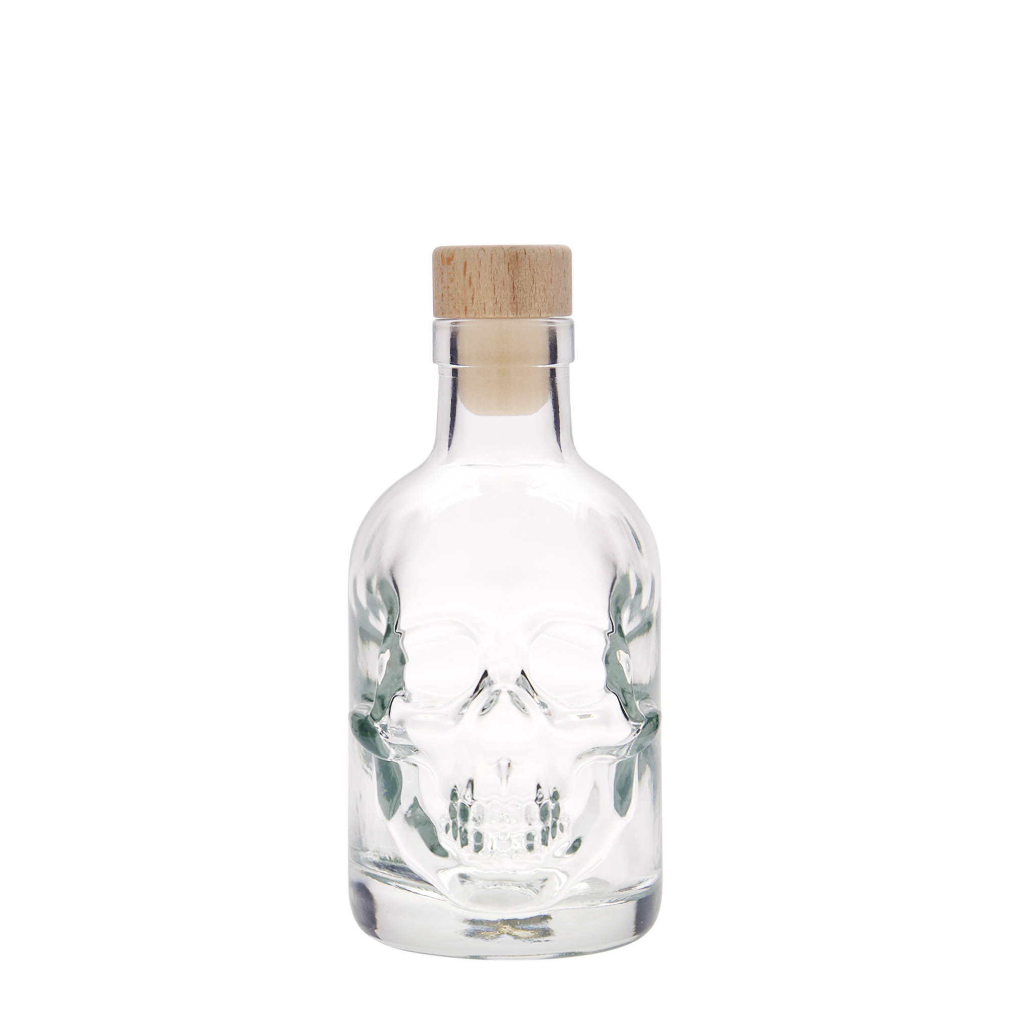 200 ml sklenená fľaša „Lebka“, hrdlo: korek