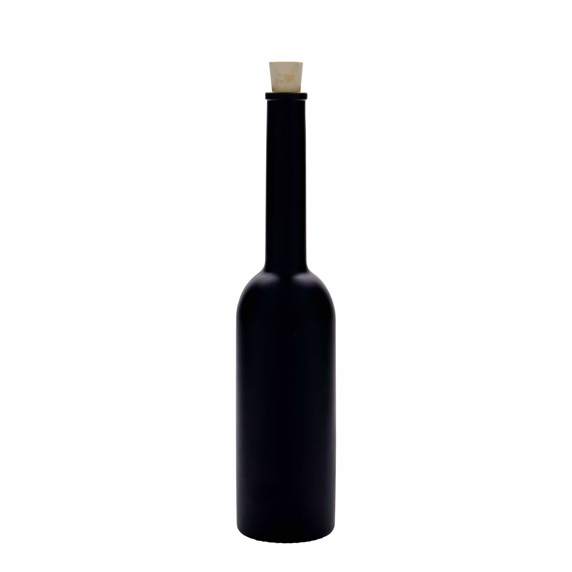 200 ml sklenená fľaša 'Opera', čierna, hrdlo: korok